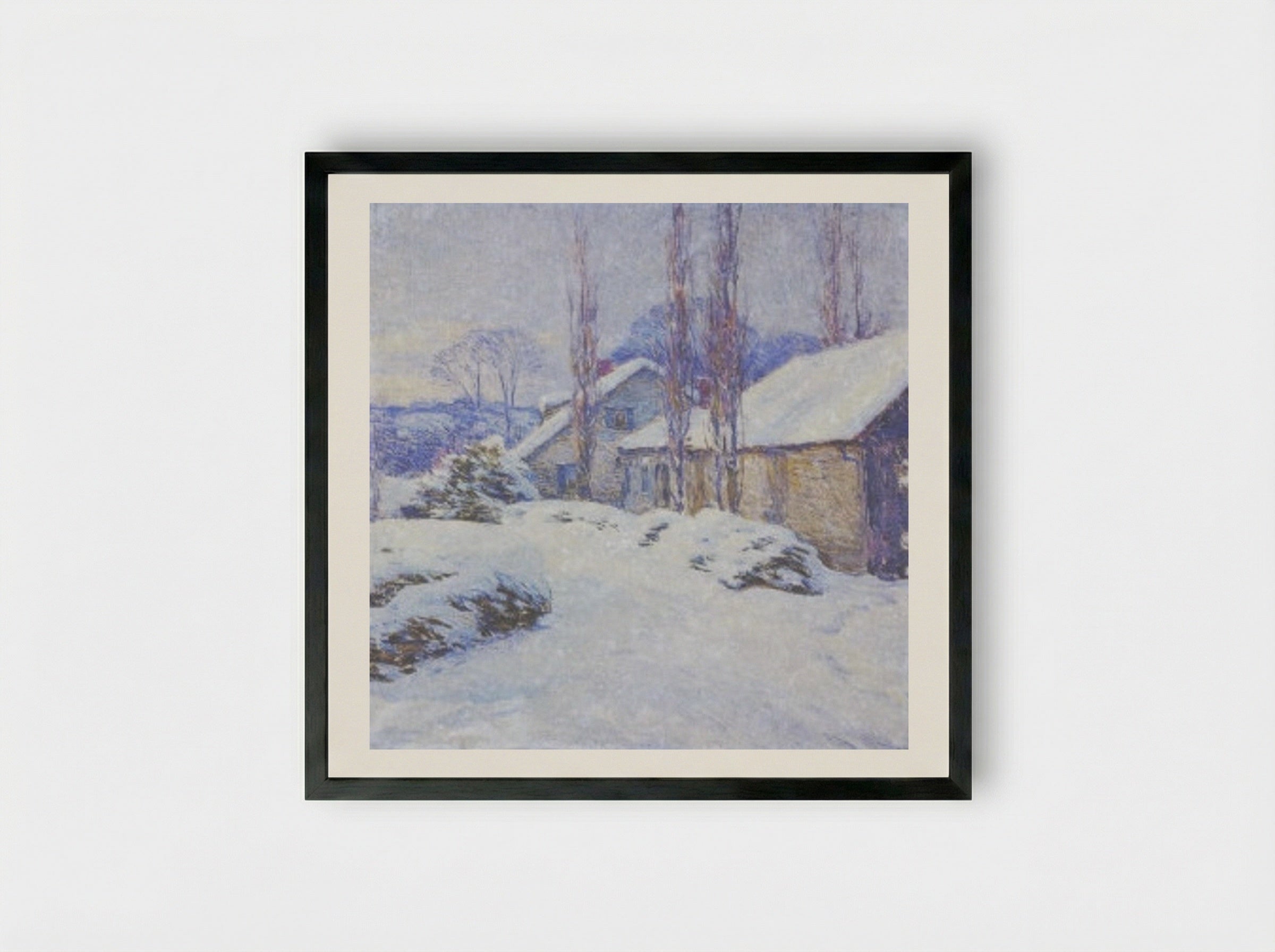 Winter Afternoon - Willard Metcalf - Framed Print Black