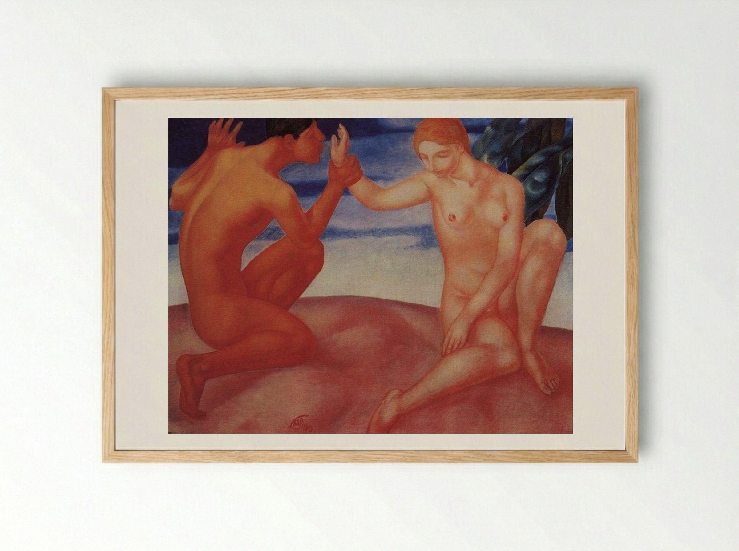 Youth (Kiss) - Kuzma Petrov-Vodkin - Framed Print Wood