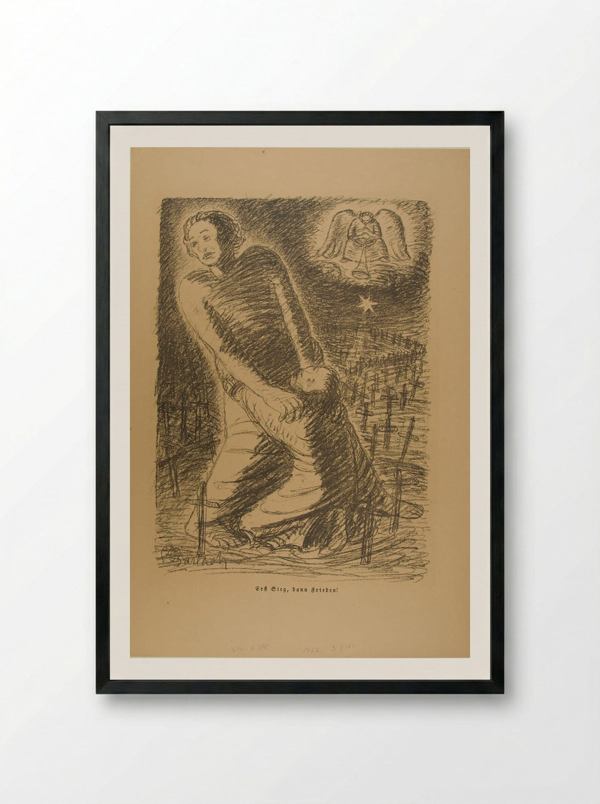 First Victory; Then Peace - Ernst Barlach - Framed Print Black