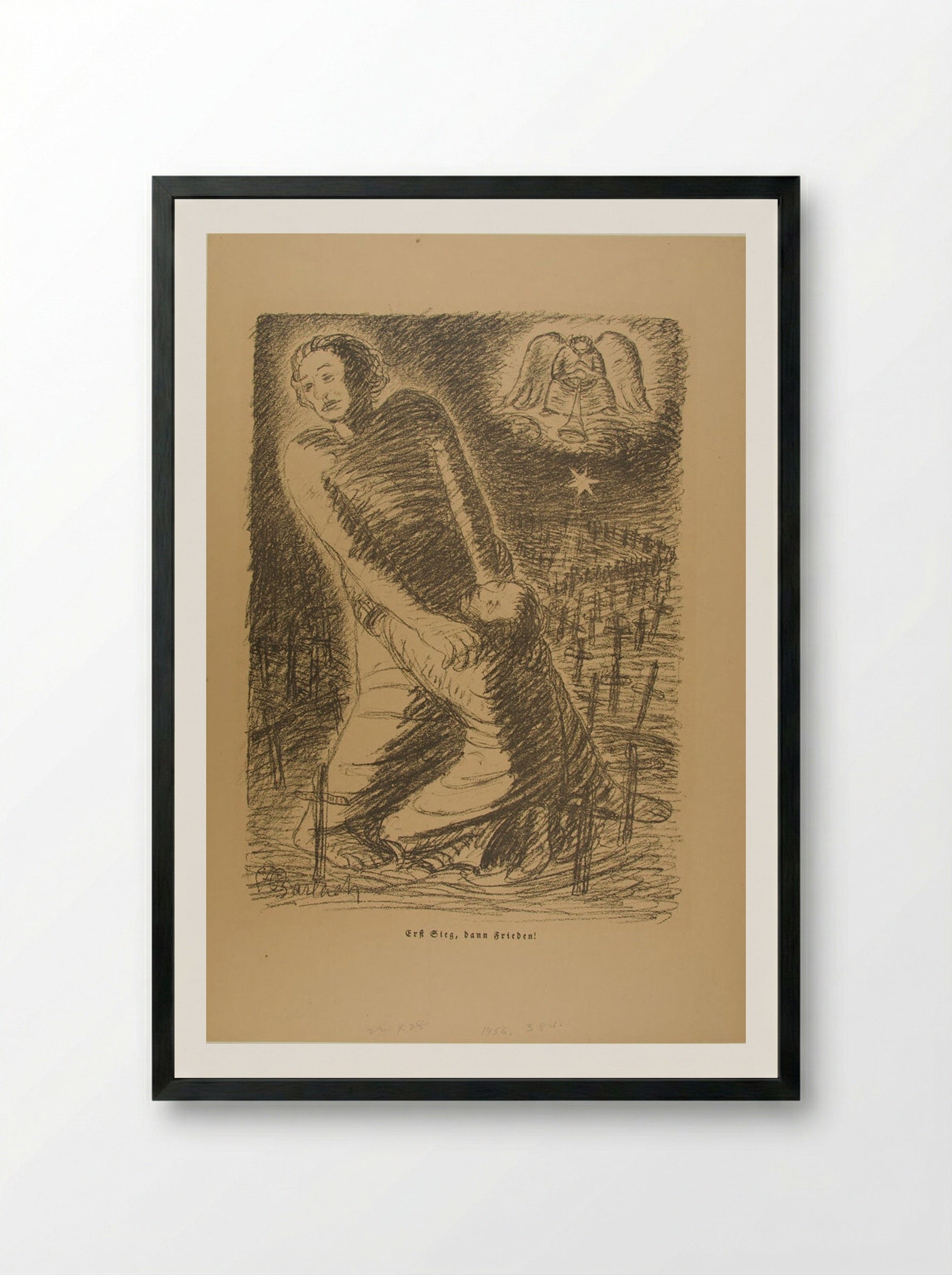 First Victory; Then Peace - Ernst Barlach - Framed Print Black