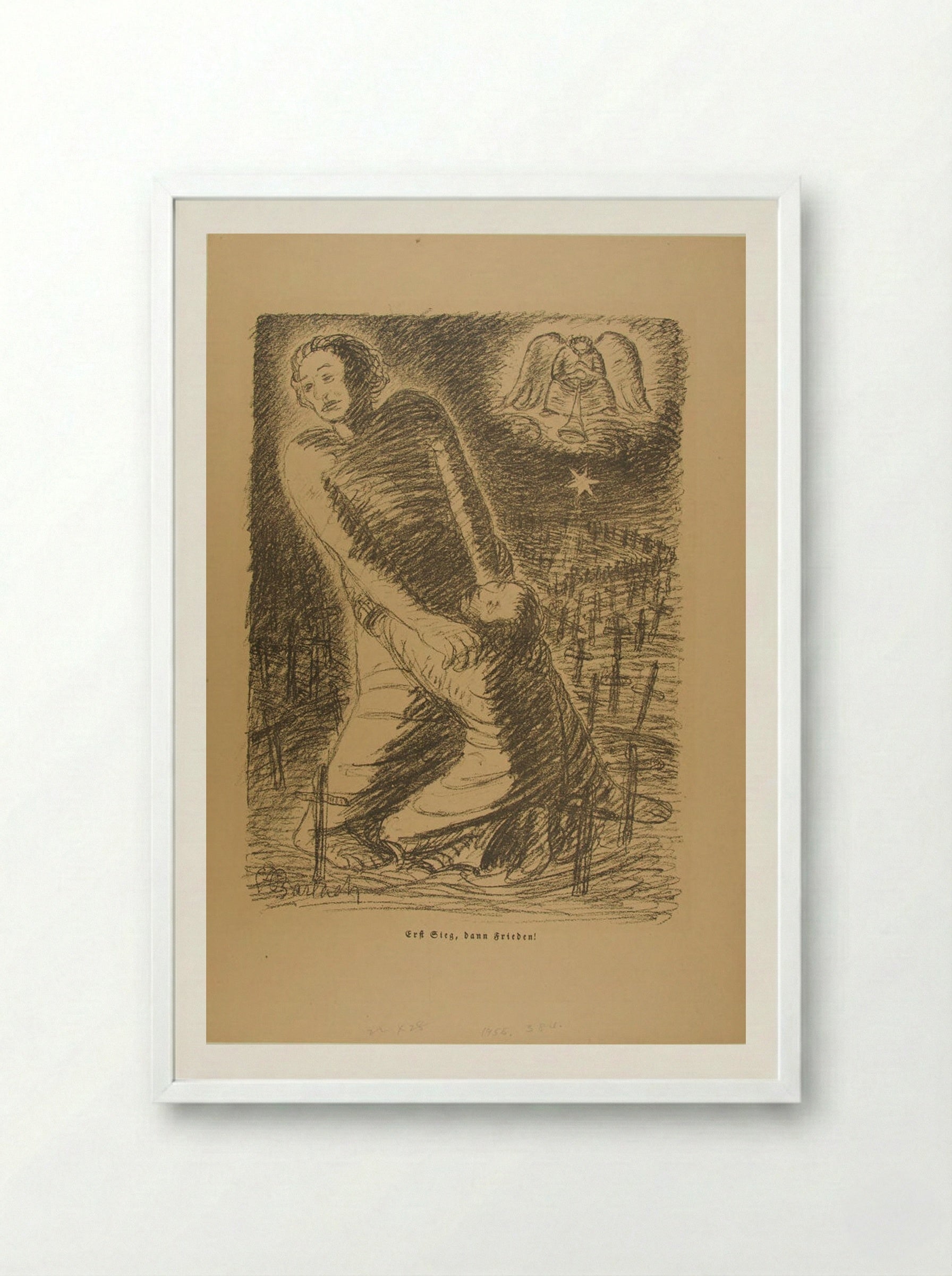 First Victory; Then Peace - Ernst Barlach - Framed Print White