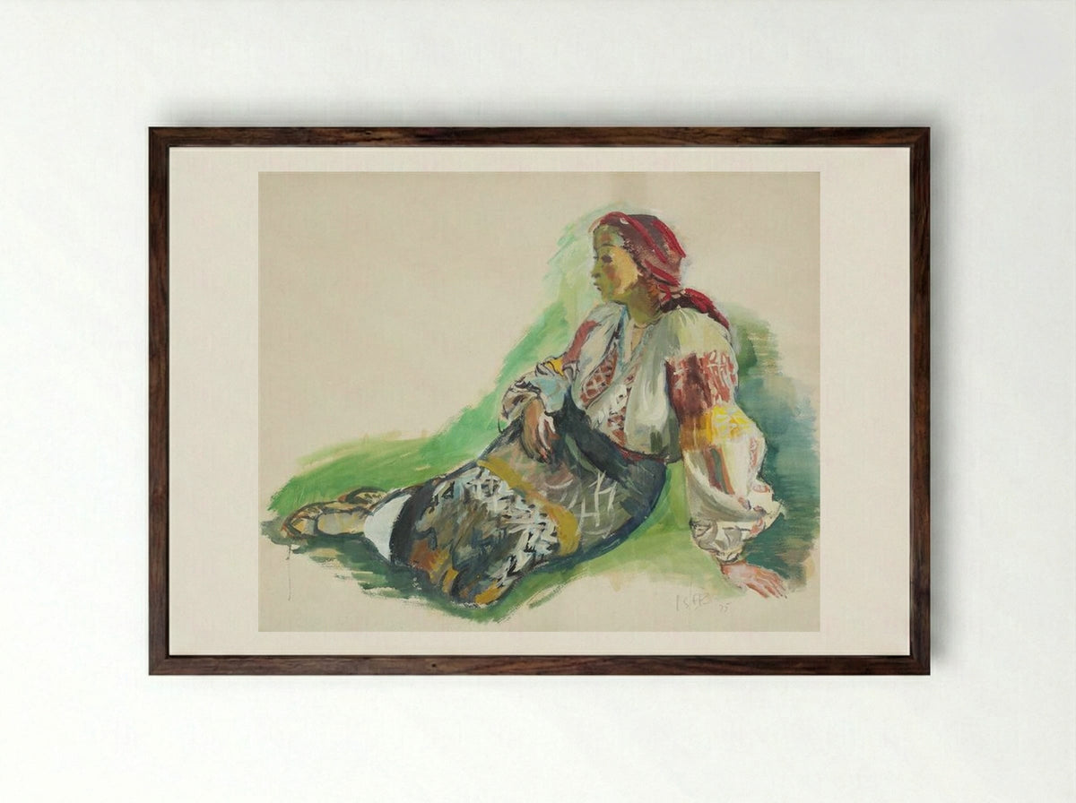 Woman from Muscel - Iosif Iser - Framed Print Dark Wood