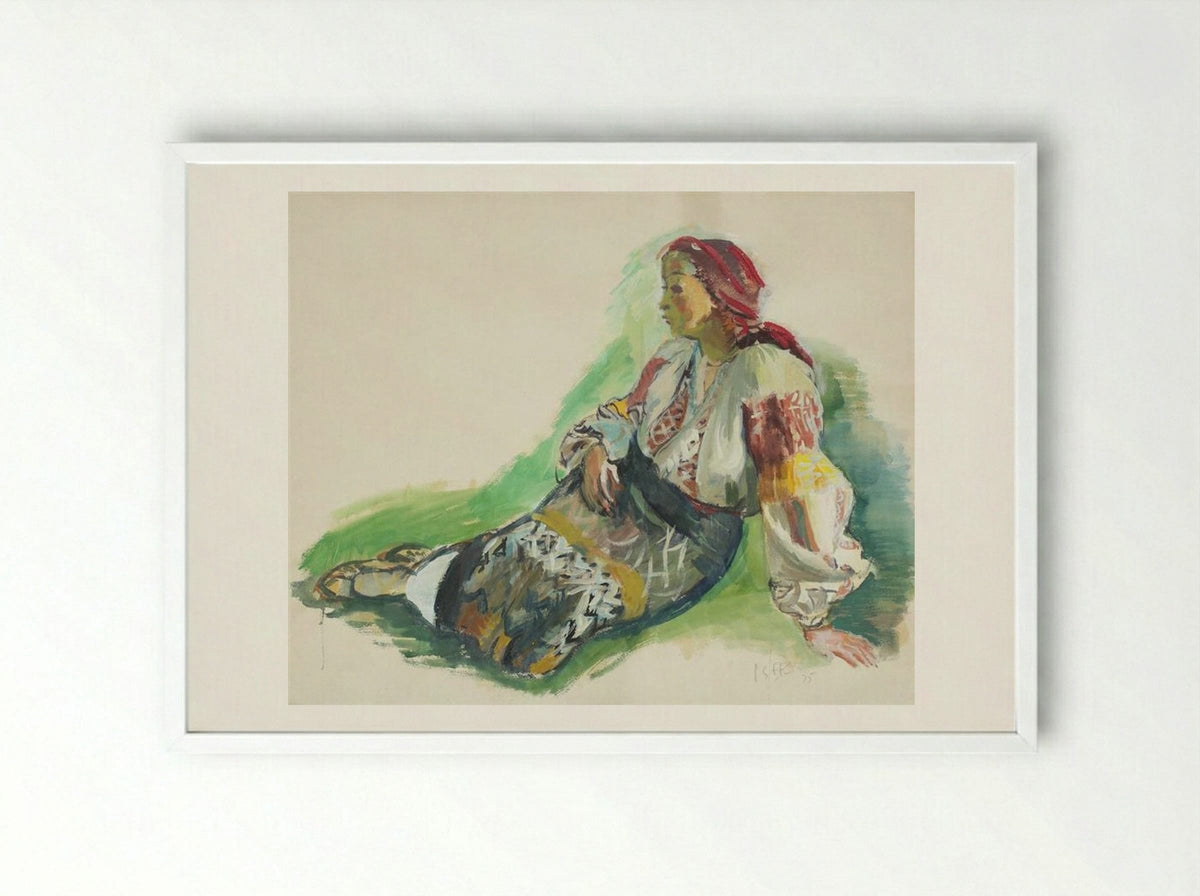 Woman from Muscel - Iosif Iser - Framed Print White
