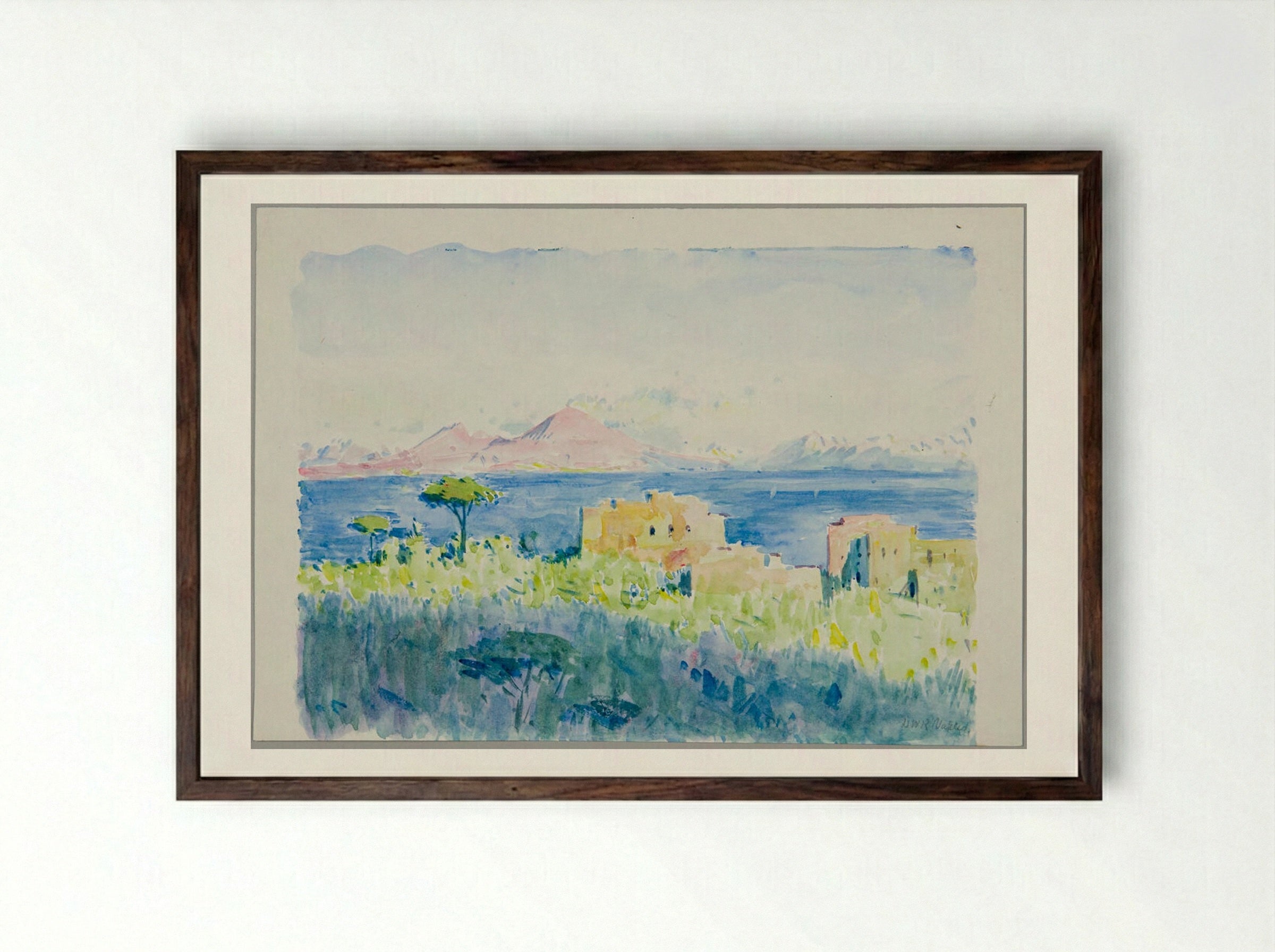 Landscape, Naples, Italy - Denman Waldo Ross - Framed Print Dark Wood