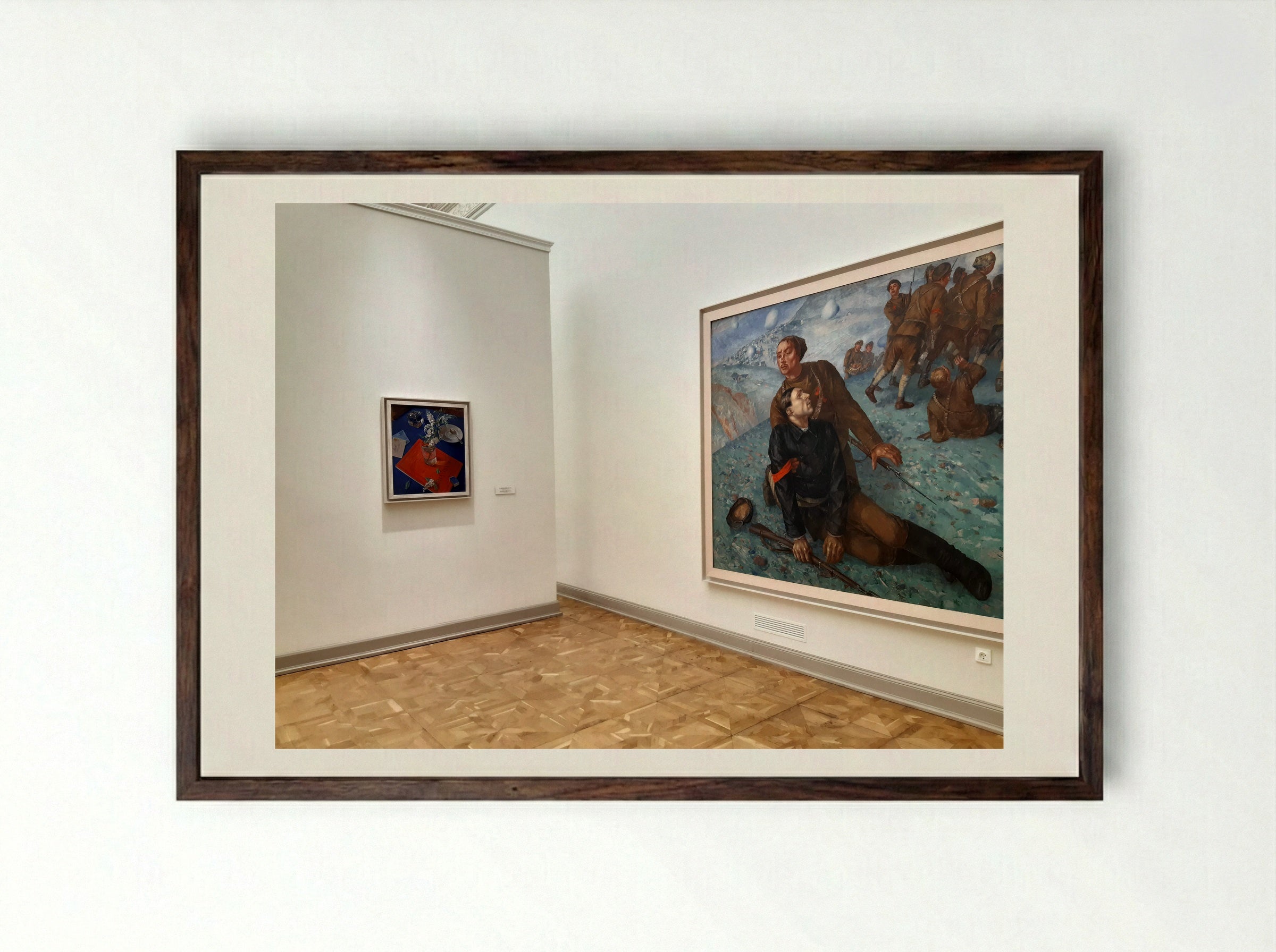 Death of a Commissar - Kuzma Petrov-Vodkin - Framed Print Dark Wood