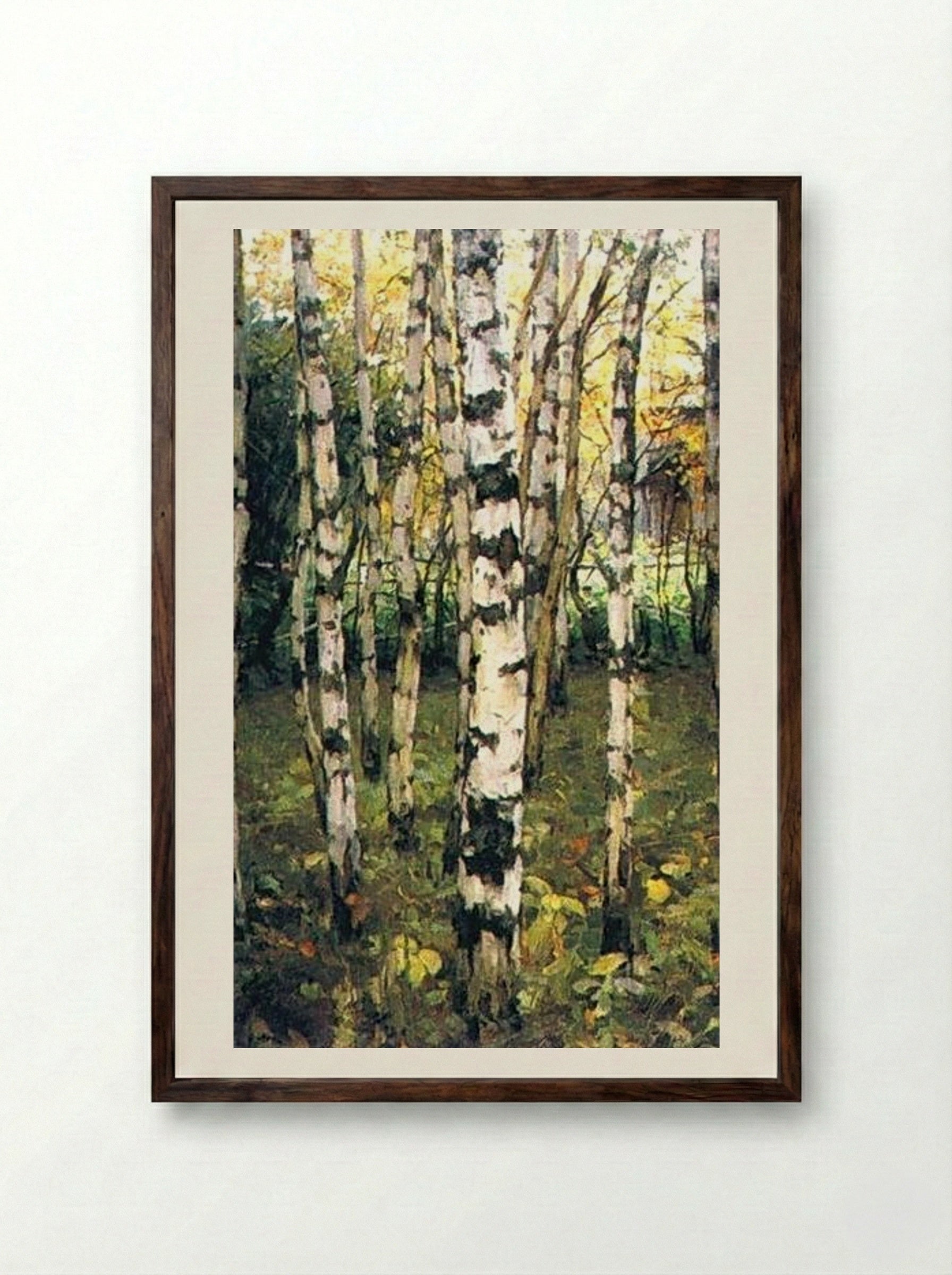 Birches. Petrovskoye - Konstantin Yuon - Framed Print Dark Wood