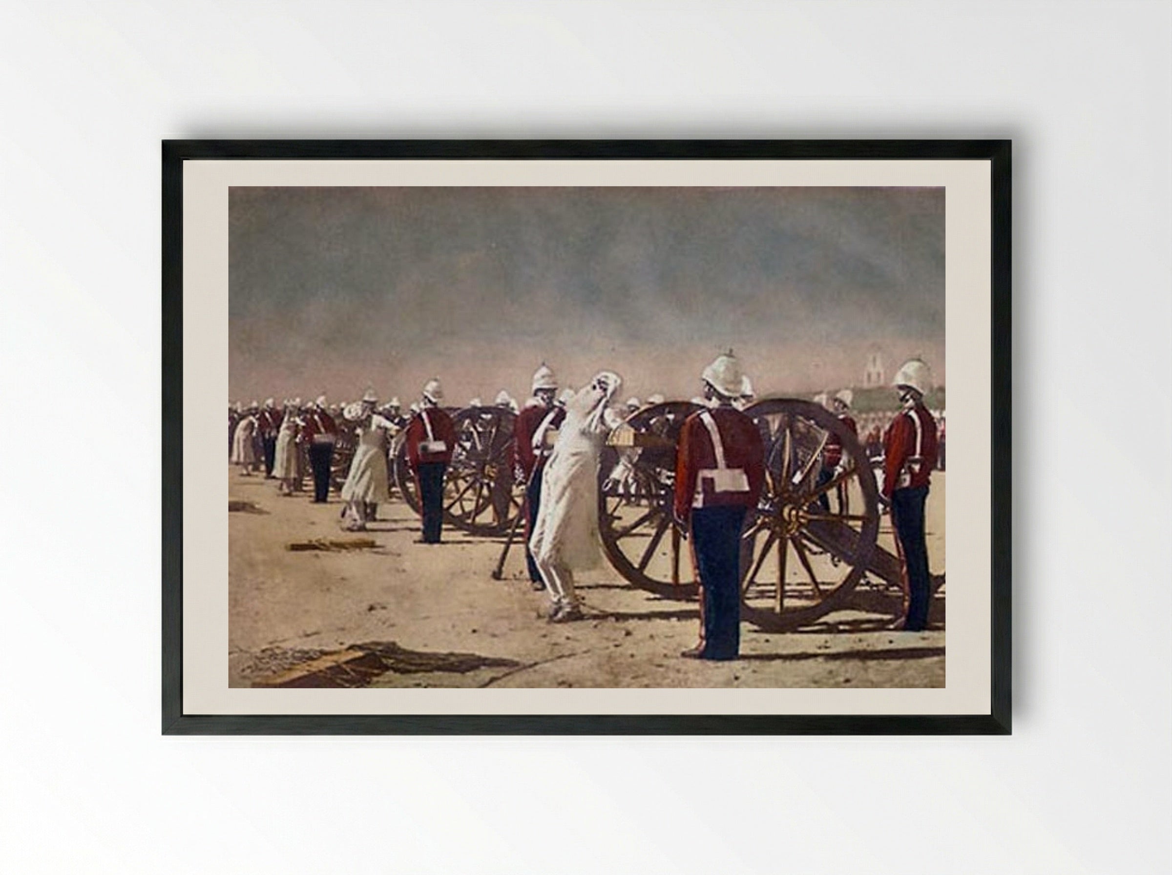 Blowing from Guns in British India - Vasily Vereshchagin - Framed Print Black