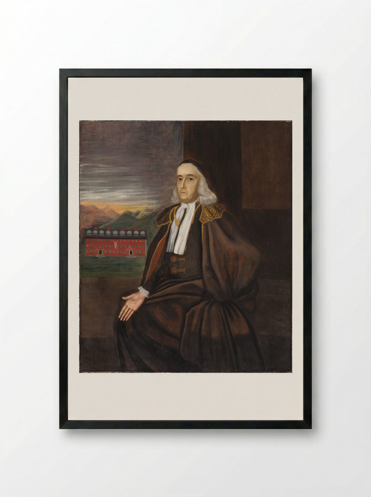 Portrait of William Stoughton - Unidentified Artist - Framed Print Black