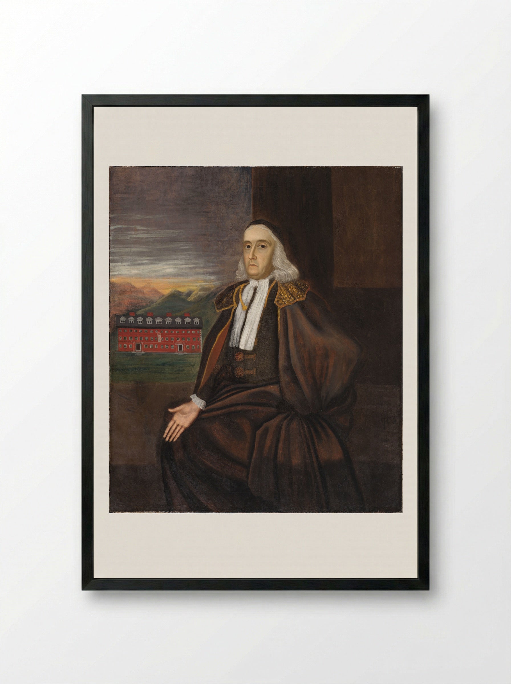 Portrait of William Stoughton - Unidentified Artist - Framed Print Black