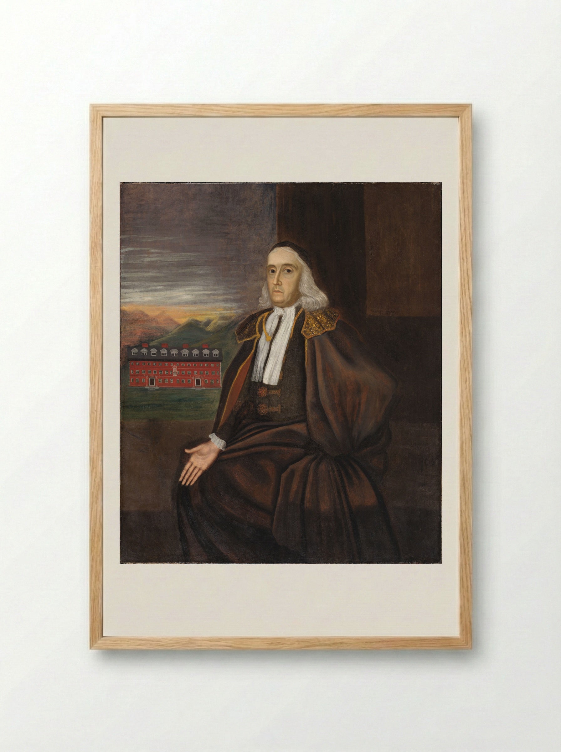 Portrait of William Stoughton - Unidentified Artist - Framed Print Wood