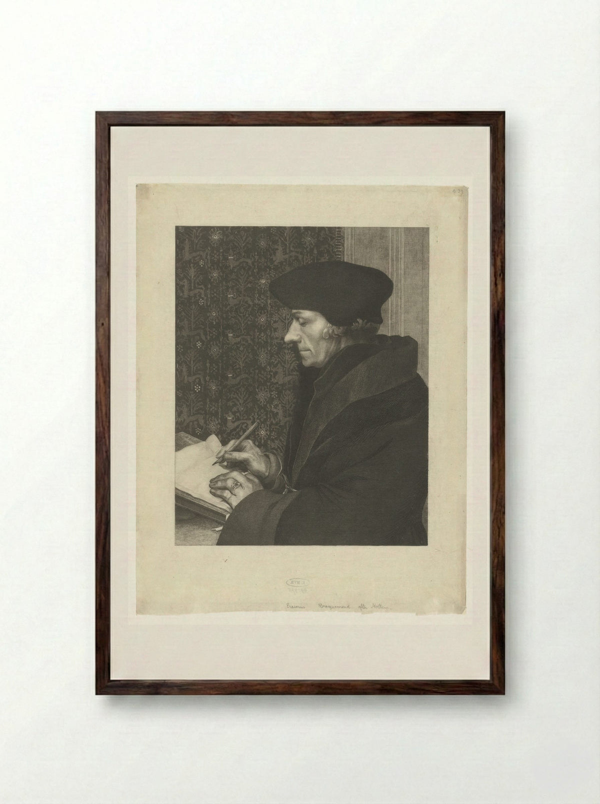 Portret van Desiderius Erasmus - Félix Bracquemond - Framed Print Dark Wood