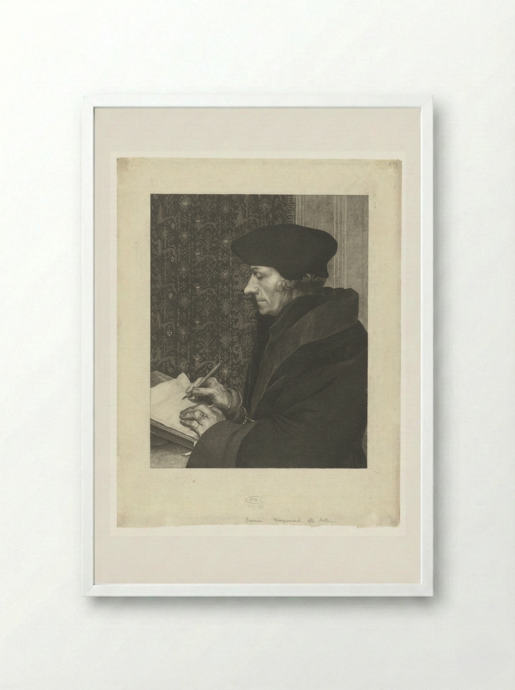 Portret van Desiderius Erasmus - Félix Bracquemond - Framed Print White