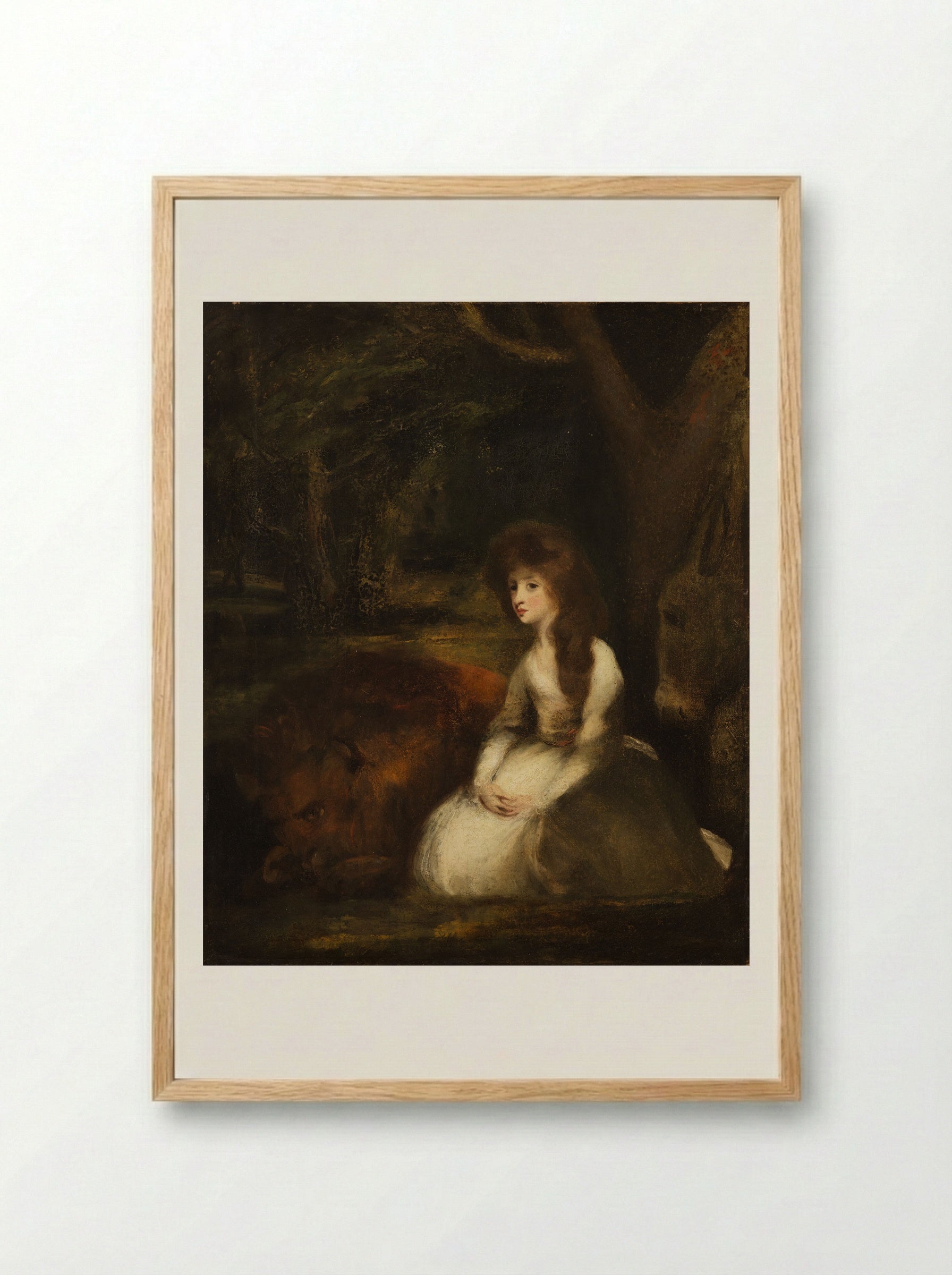 Miss Elizabeth Beauclerc as Una with the Lion - Sir Joshua Reynolds - Framed Print Wood