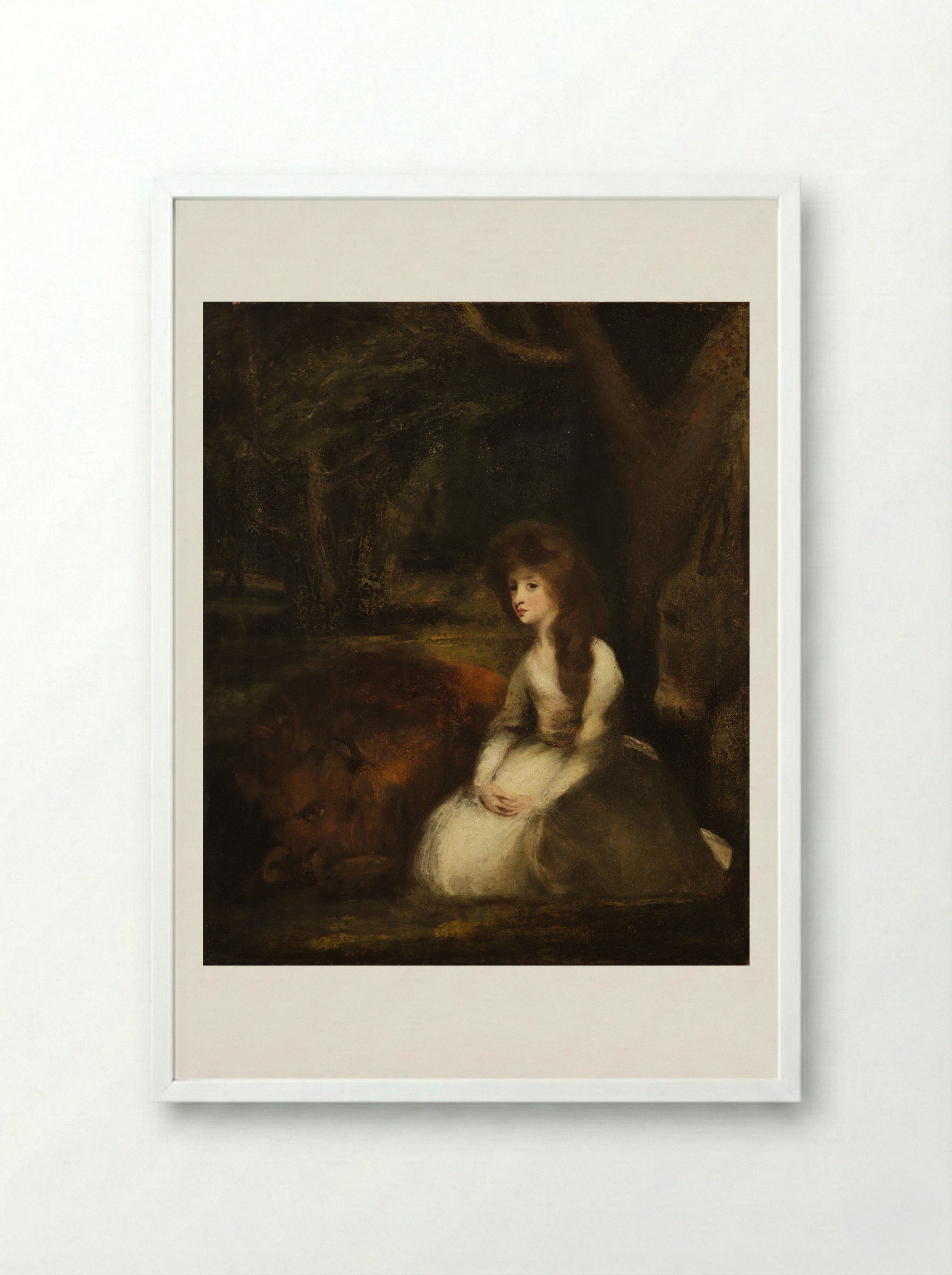 Miss Elizabeth Beauclerc as Una with the Lion - Sir Joshua Reynolds - Framed Print White