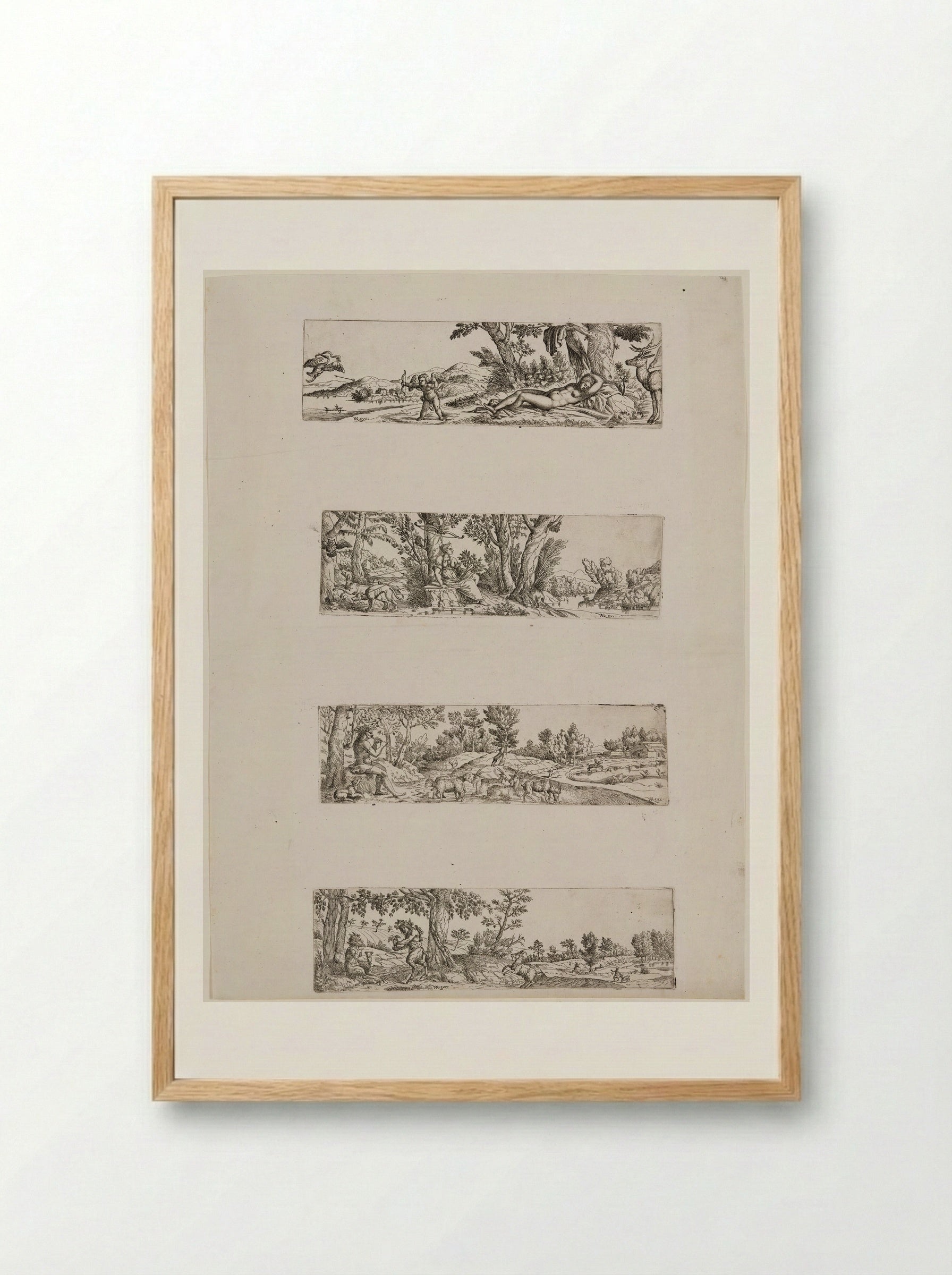 Four Mythological Landscapes - Fine Art Print - Framed Print Wood