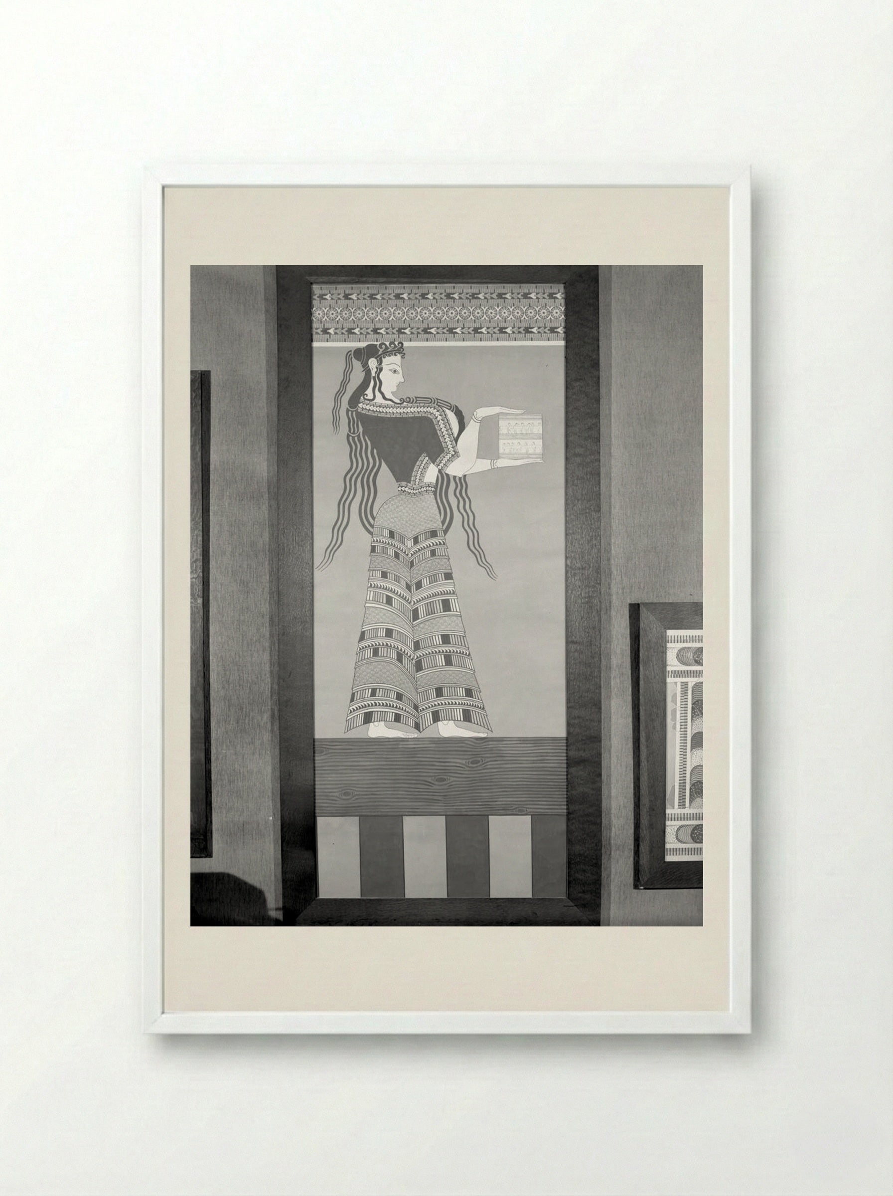 Woman Carrying a Casket - Fine Art Print - Framed Print White
