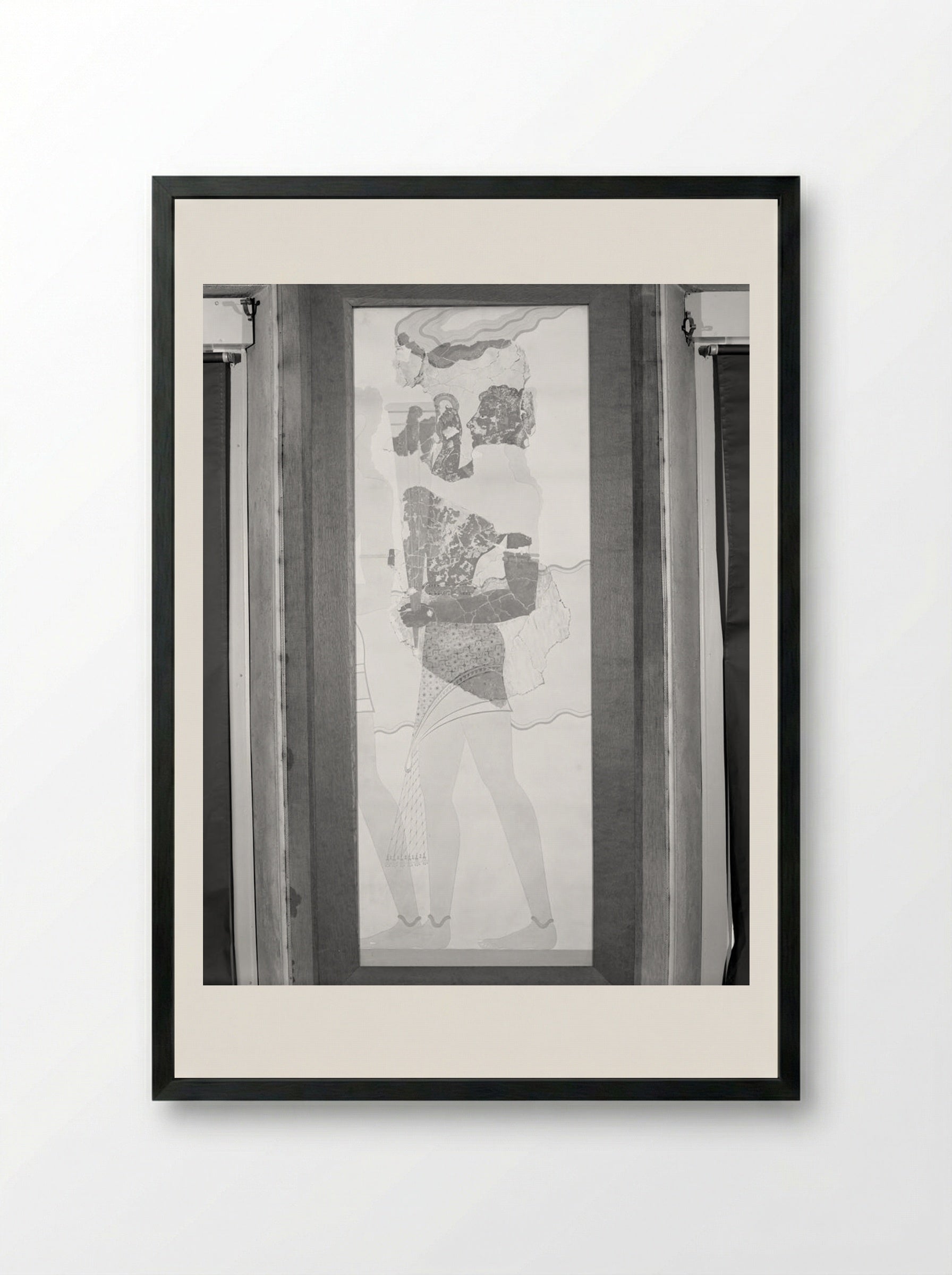 Cup Bearer (after a fresco from the Palace of Knossos, Crete) - Fine Art Print - Framed Print Black