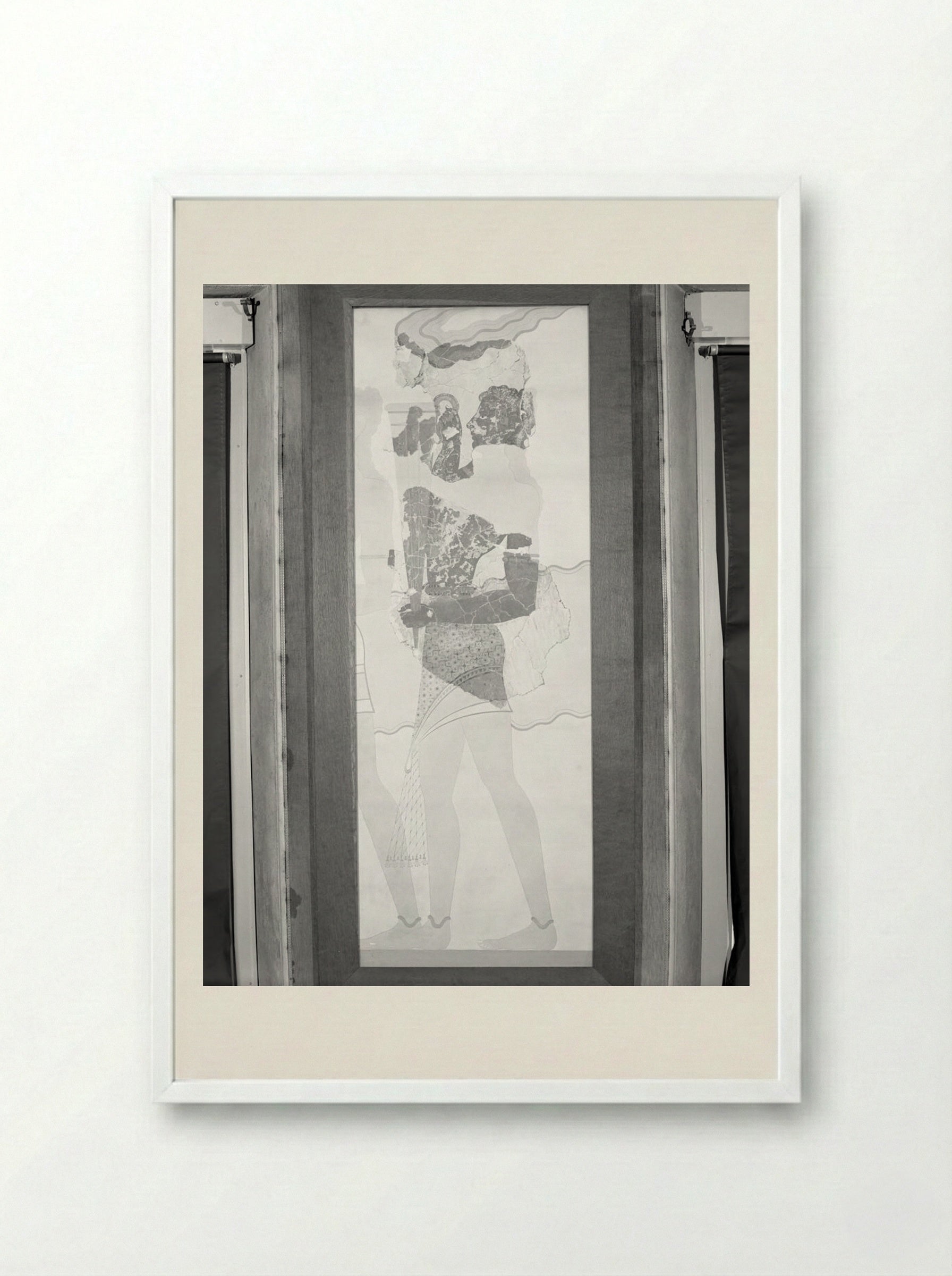Cup Bearer (after a fresco from the Palace of Knossos, Crete) - Fine Art Print - Framed Print White