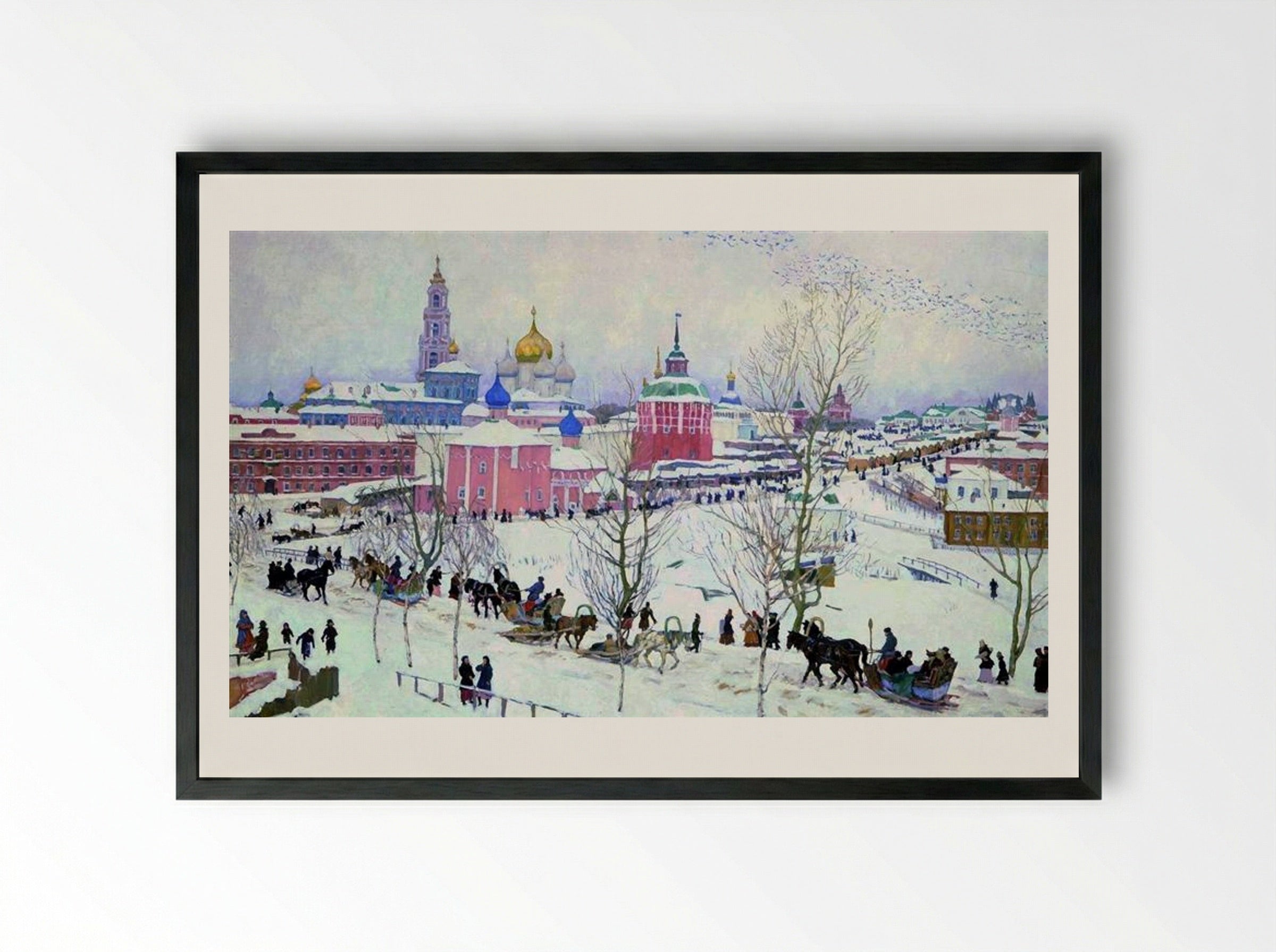The Troitse-Sergiyev Monastery in Winter - Konstantin Yuon - Framed Print Black
