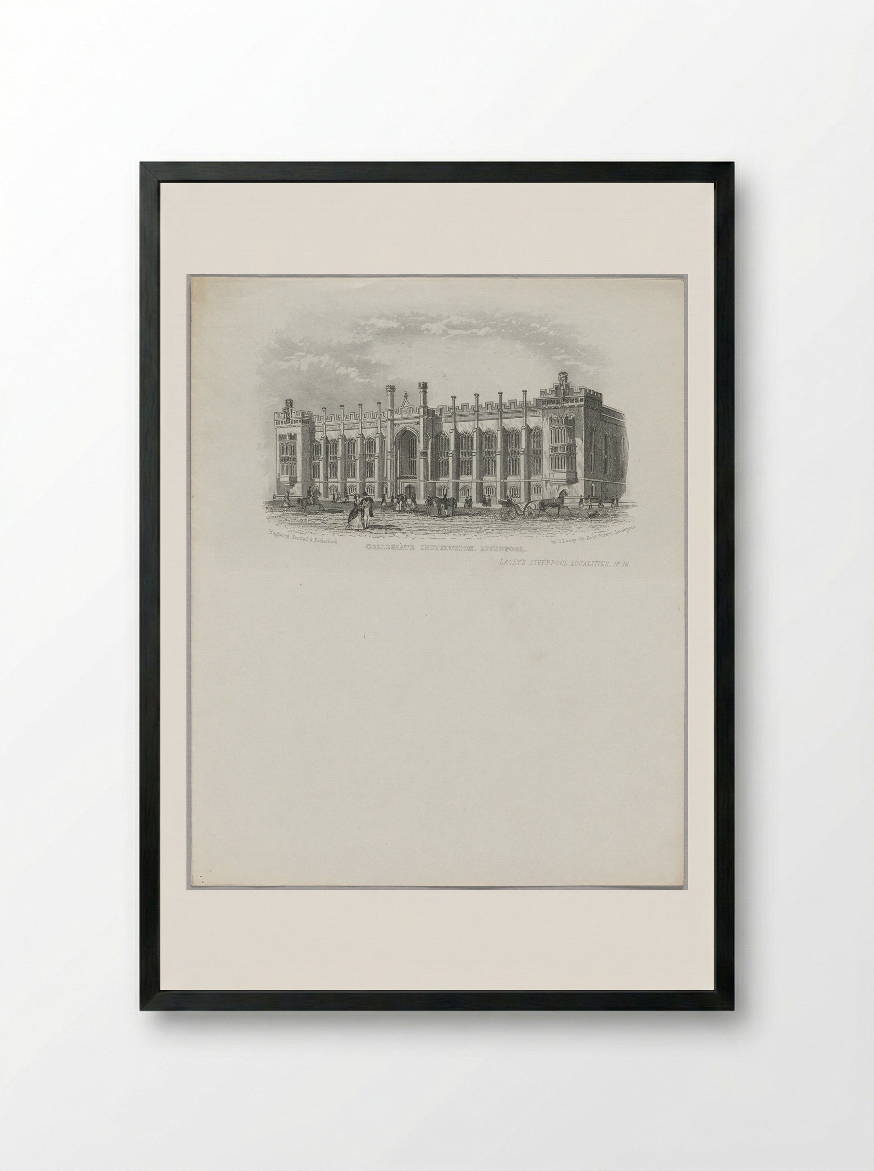 Collegiate Institution, Liverpool - Fine Art Print - Framed Print Black