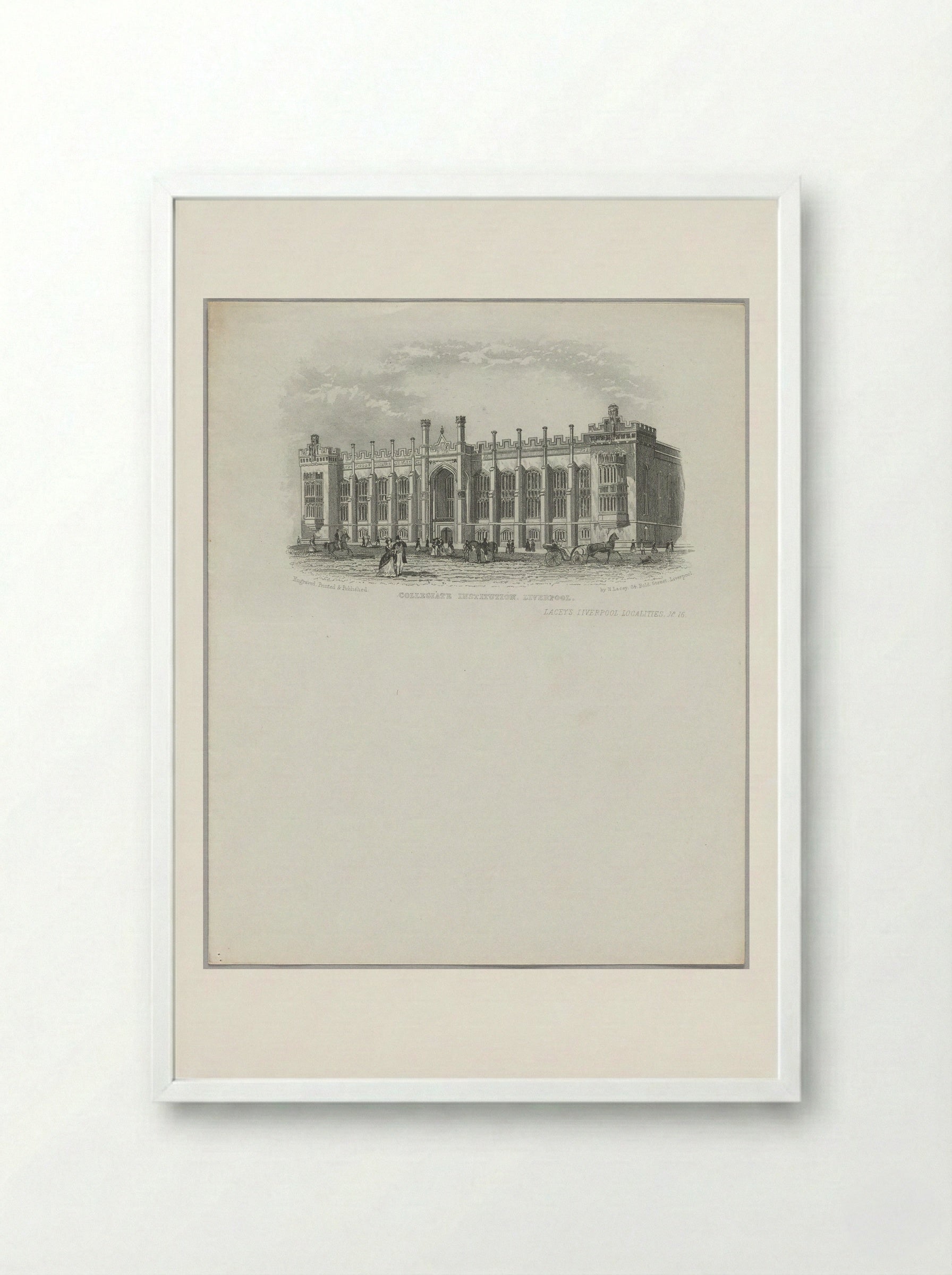 Collegiate Institution, Liverpool - Fine Art Print - Framed Print White