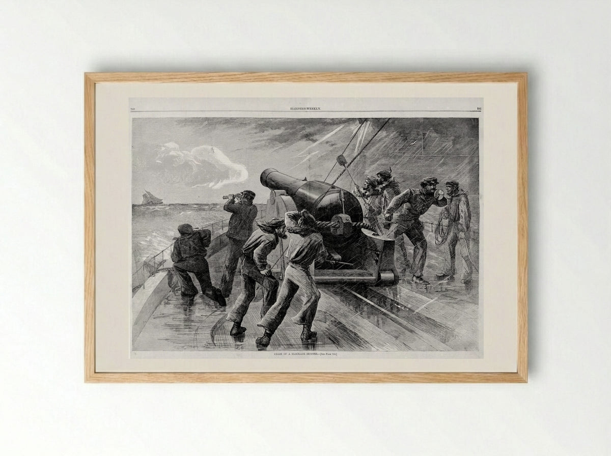 Chase of a Blockade Runner - Fine Art Print - Framed Print Wood