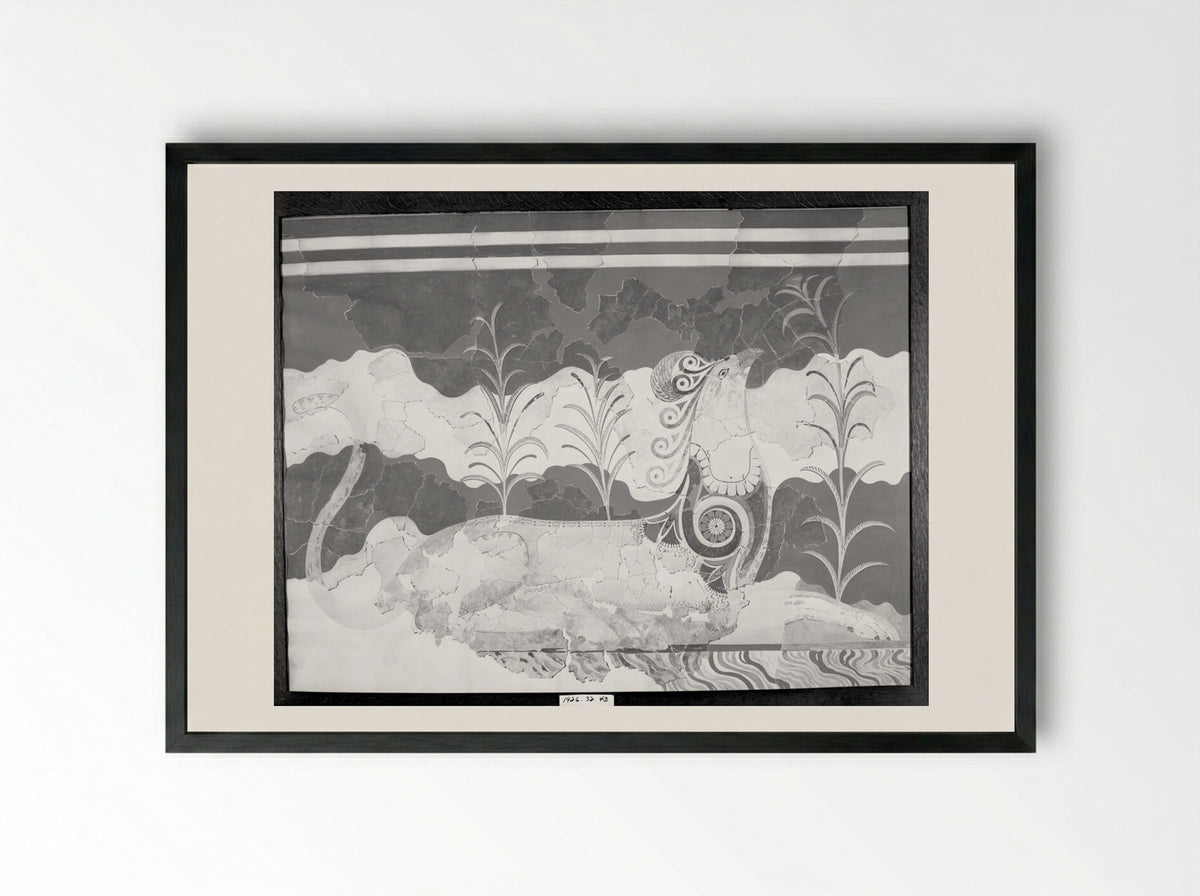 Griffin (after a fresco from the Throne Room in the Palace of Knossos, Crete) - Fine Art Print - Framed Print Black