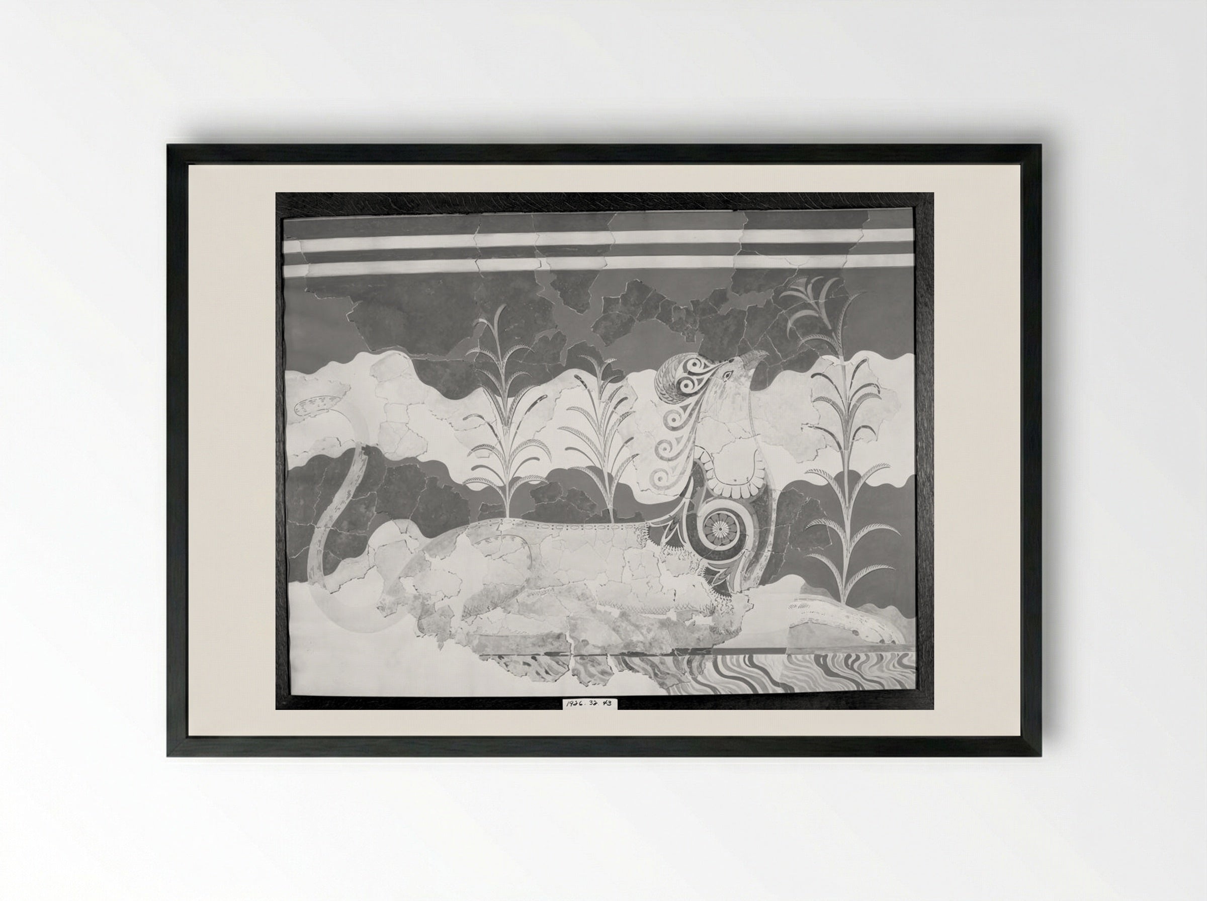 Griffin (after a fresco from the Throne Room in the Palace of Knossos, Crete) - Fine Art Print - Framed Print Black