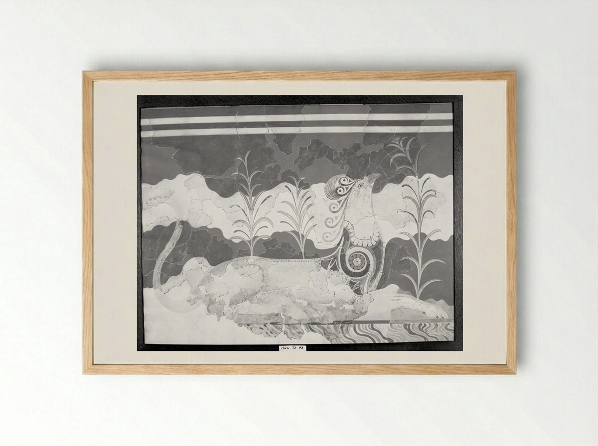Griffin (after a fresco from the Throne Room in the Palace of Knossos, Crete) - Fine Art Print - Framed Print Wood