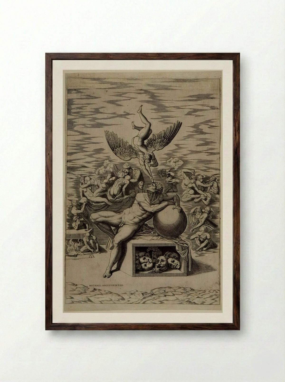 The Dream of Human Life - Nicolas Beatrizet - Framed Print Dark Wood