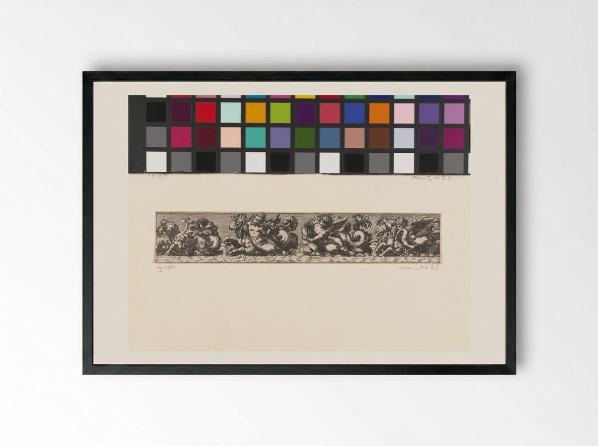 Untitled (Frieze with Sea Creatures and Putti) - Fine Art Print - Framed Print Black