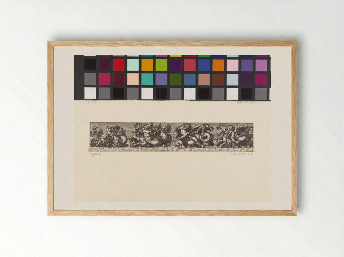 Untitled (Frieze with Sea Creatures and Putti) - Fine Art Print - Framed Print Wood