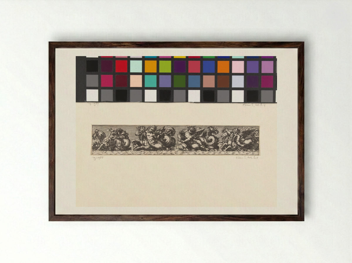 Untitled (Frieze with Sea Creatures and Putti) - Fine Art Print - Framed Print Dark Wood