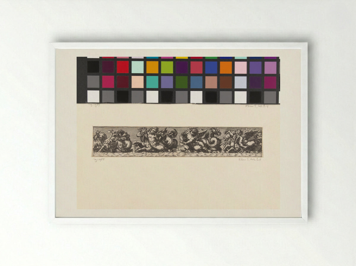 Untitled (Frieze with Sea Creatures and Putti) - Fine Art Print - Framed Print White