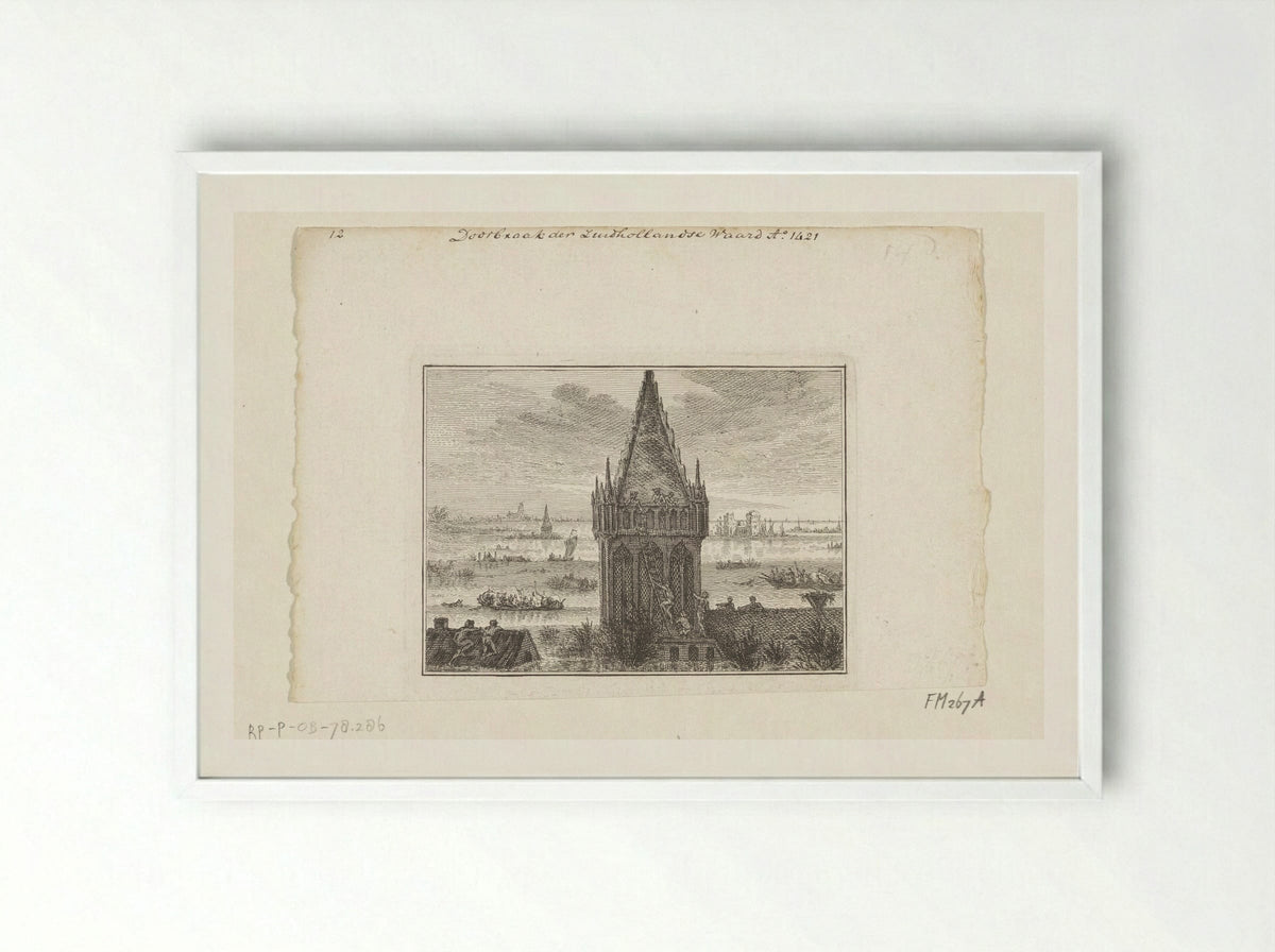 Doorbraak der Zuidhollandse Waard - Unknown Artist - Framed Print White