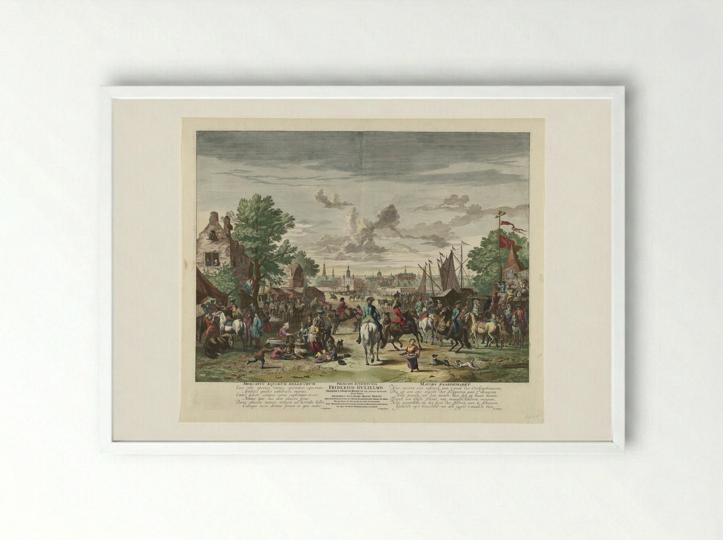 Paardenmarkt - Fine Art Print - Framed Print White