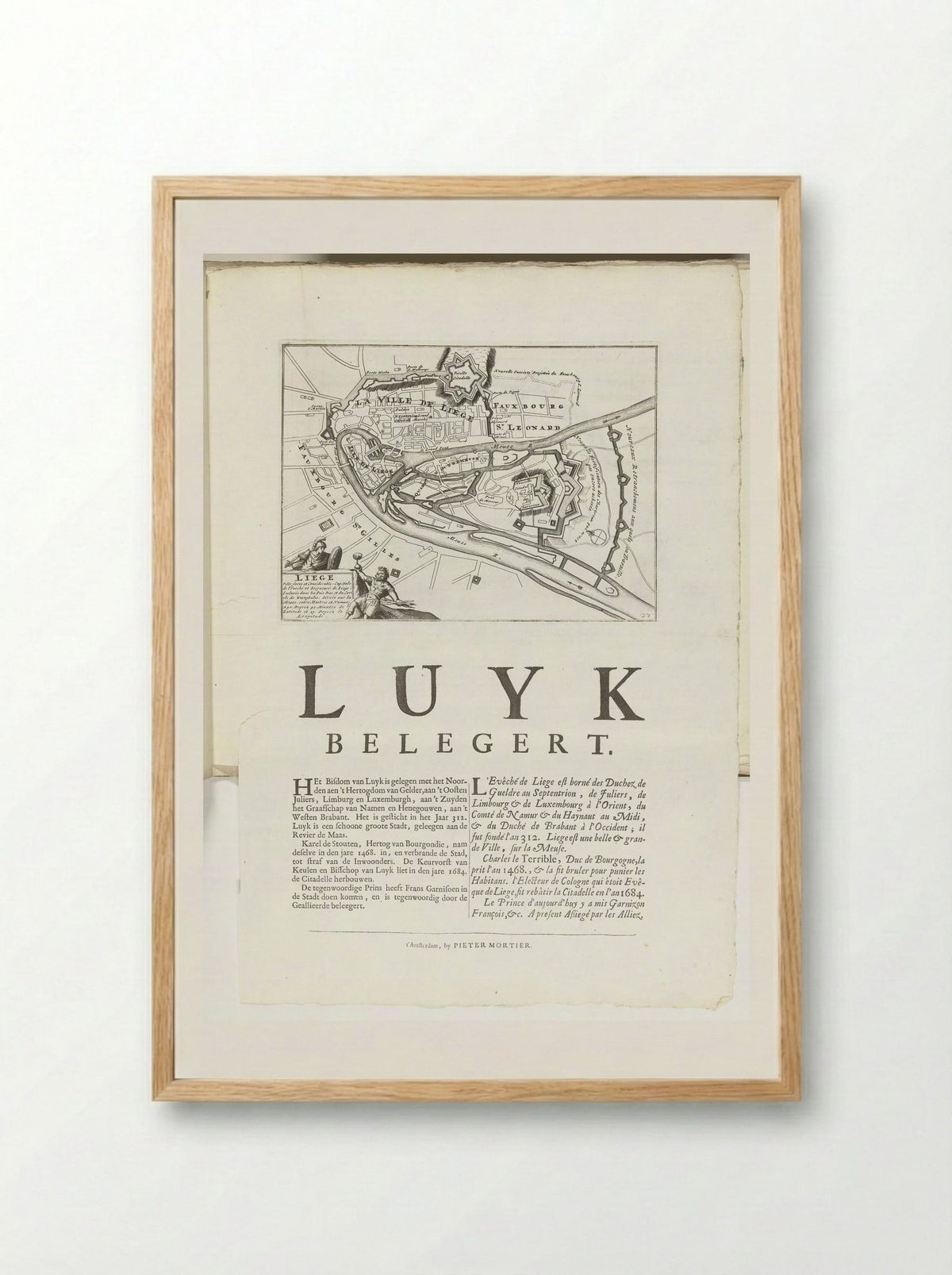 Plattegrond van Luik - Unknown Artist - Framed Print Wood