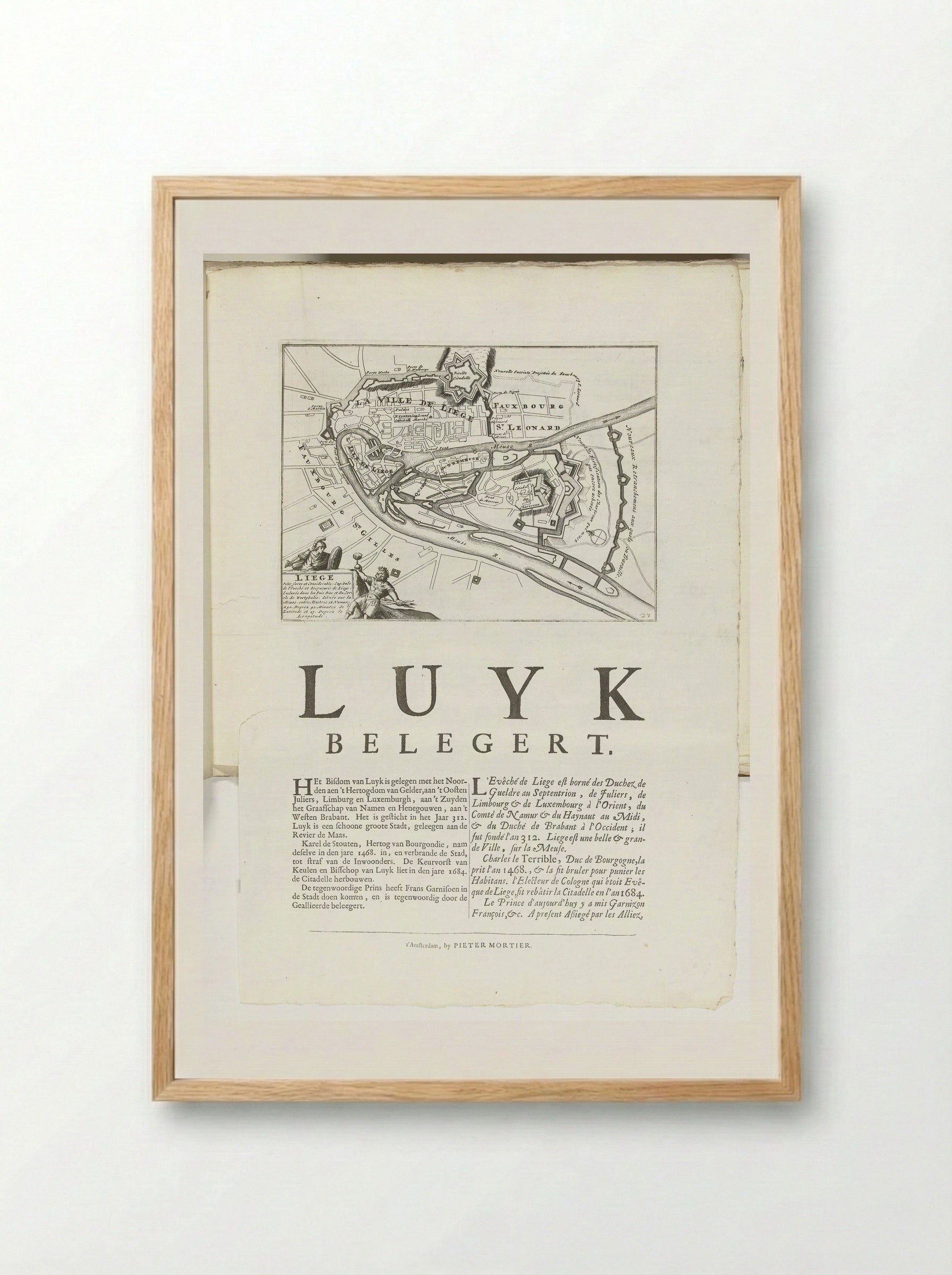 Plattegrond van Luik - Unknown Artist - Framed Print Wood