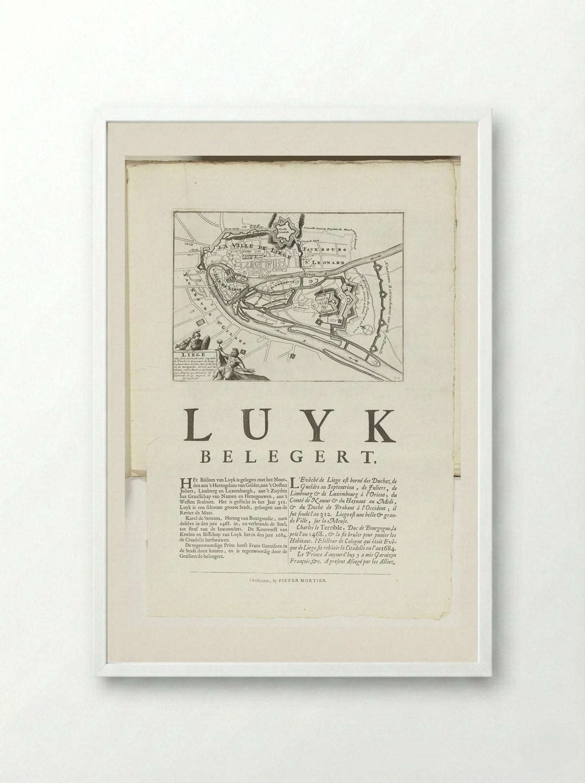 Plattegrond van Luik - Unknown Artist - Framed Print White