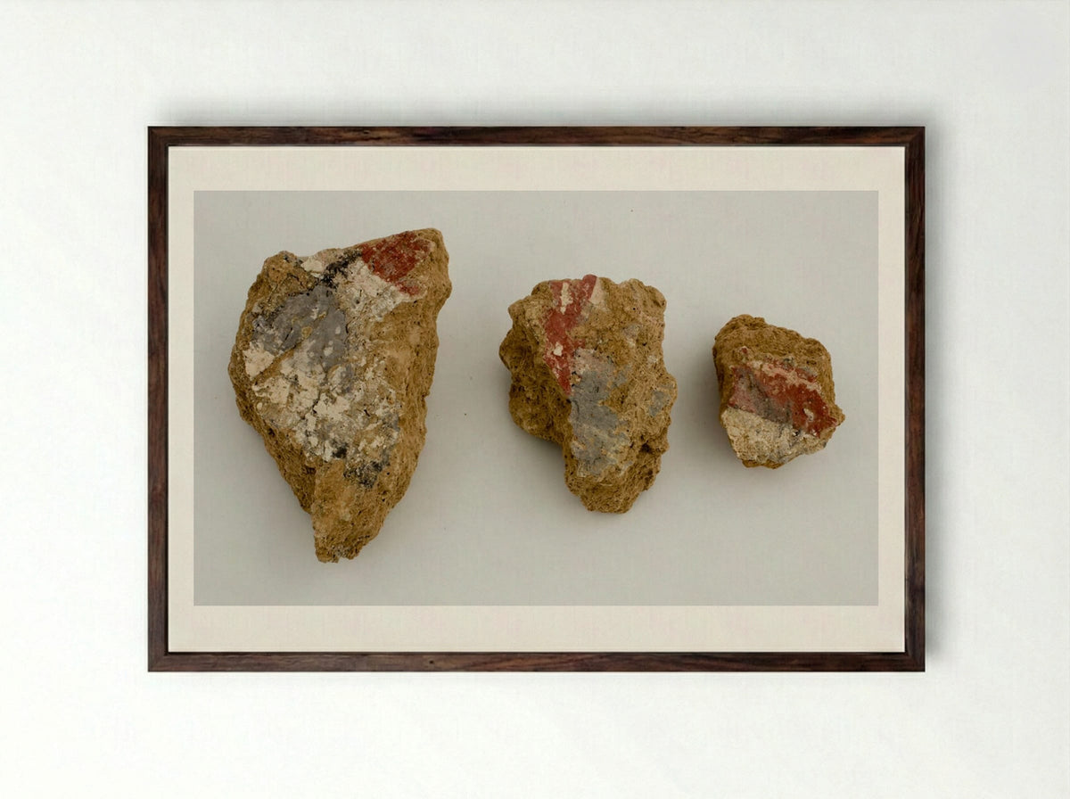 Fragments of Wall Paintings from Nuzi - Unknown Artist - Framed Print Dark Wood