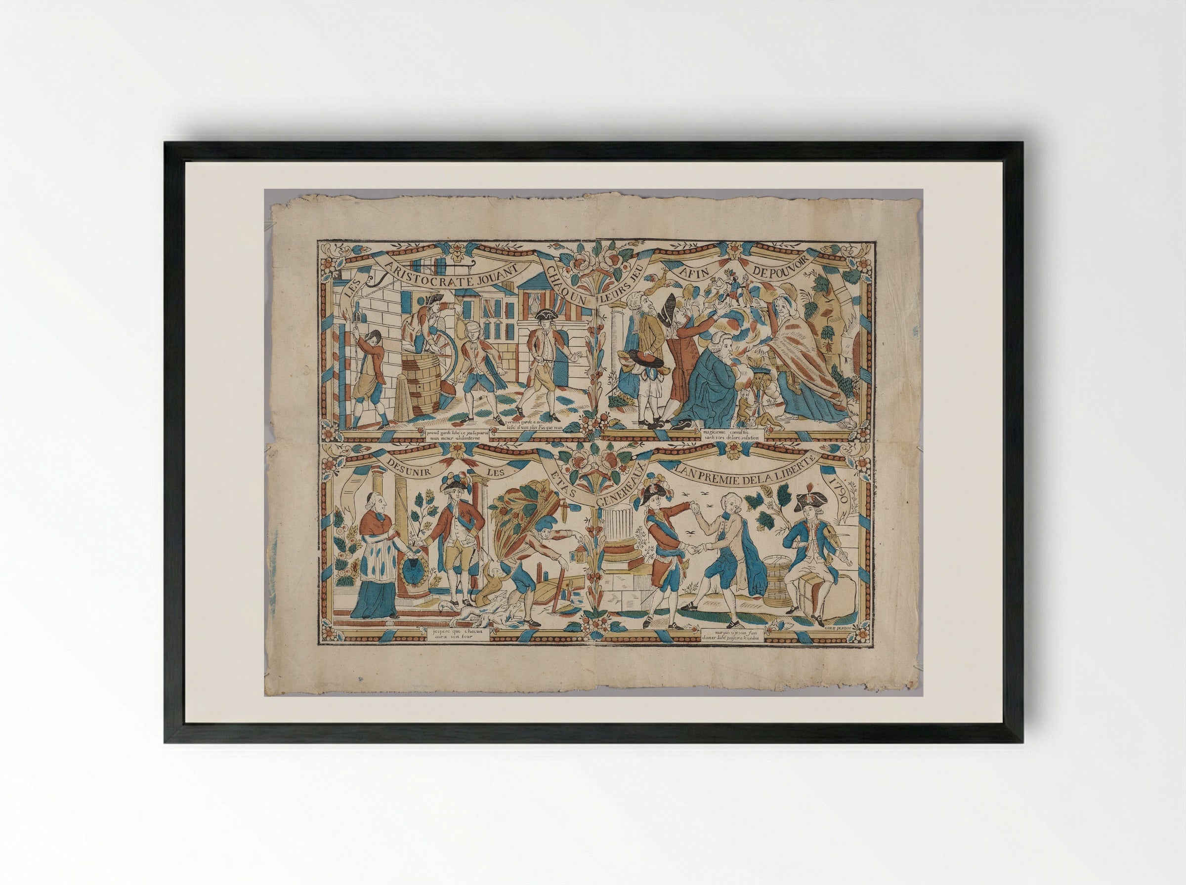 The Aristocrats Each Play their Games to Break up the Estates General - Unidentified Artist - Framed Print Black