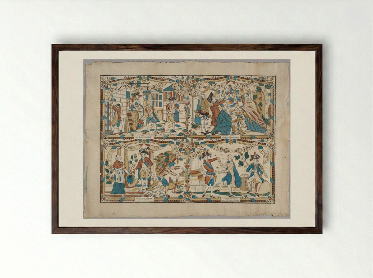 The Aristocrats Each Play their Games to Break up the Estates General - Unidentified Artist - Framed Print Dark Wood