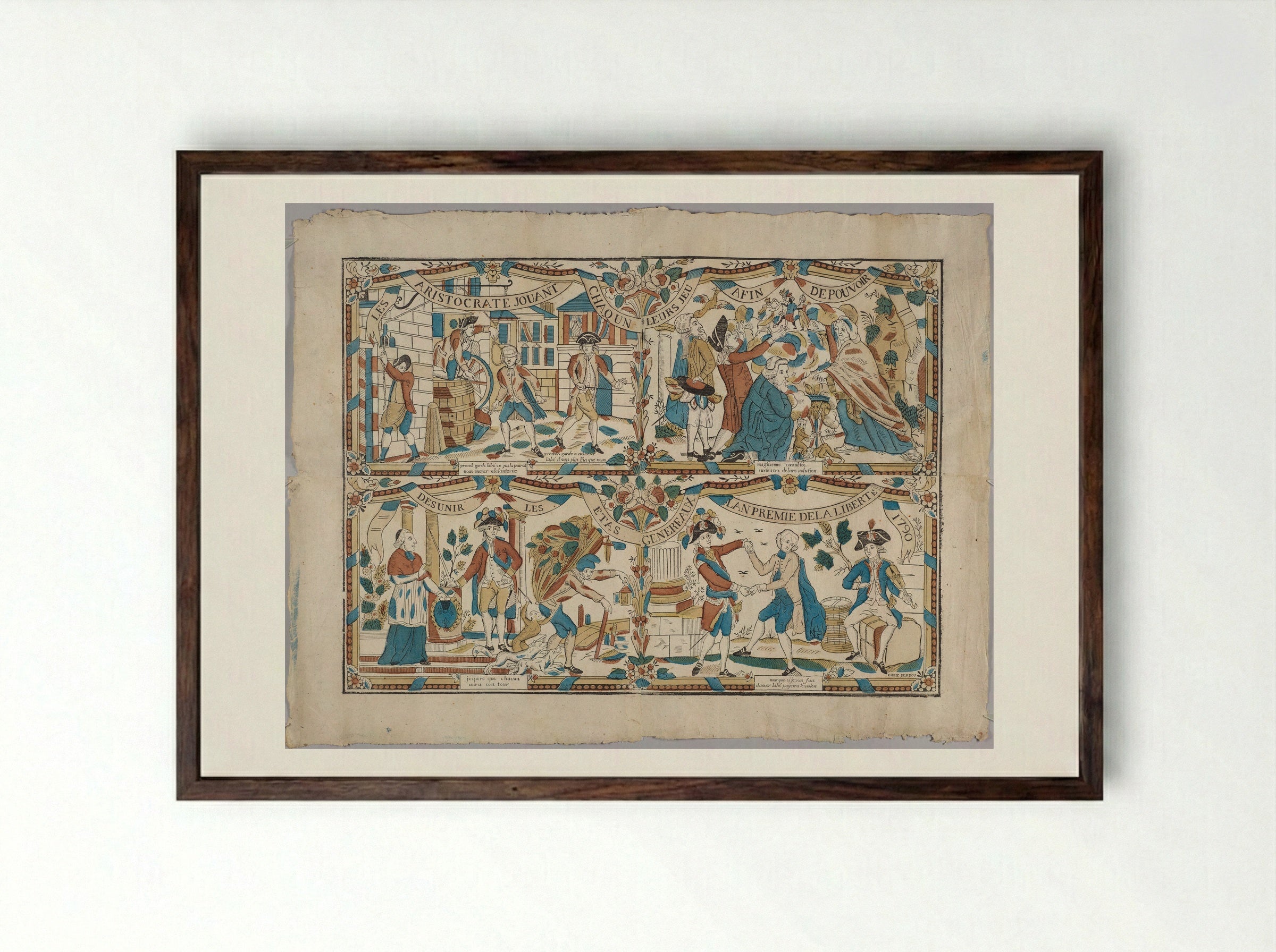 The Aristocrats Each Play their Games to Break up the Estates General - Unidentified Artist - Framed Print Dark Wood