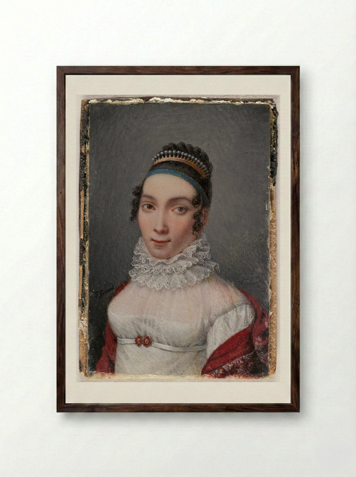 Portrait of a Lady - François Gérard - Framed Print Dark Wood