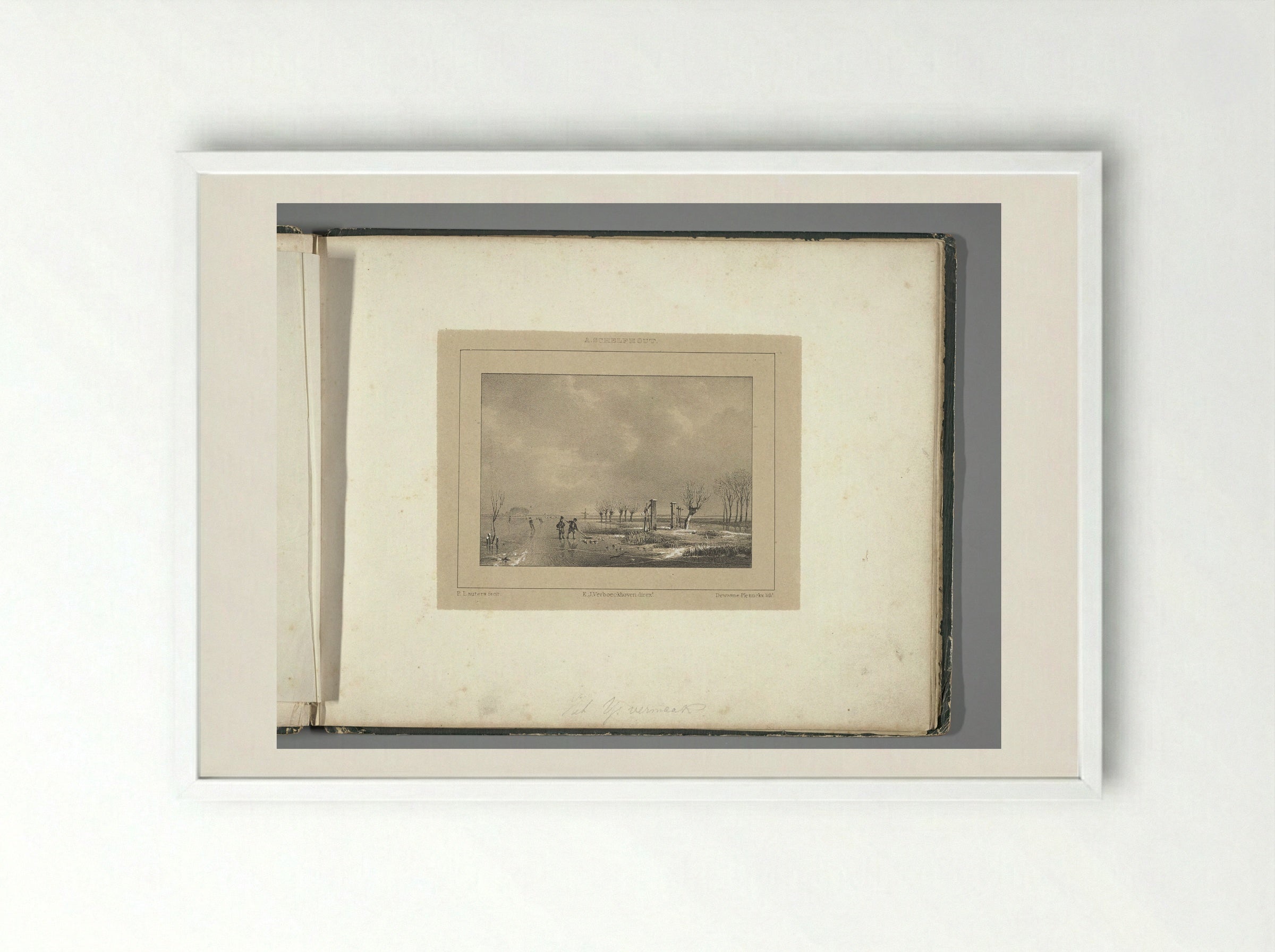 Het ijsvermaak - Paul Lauters - Framed Print White