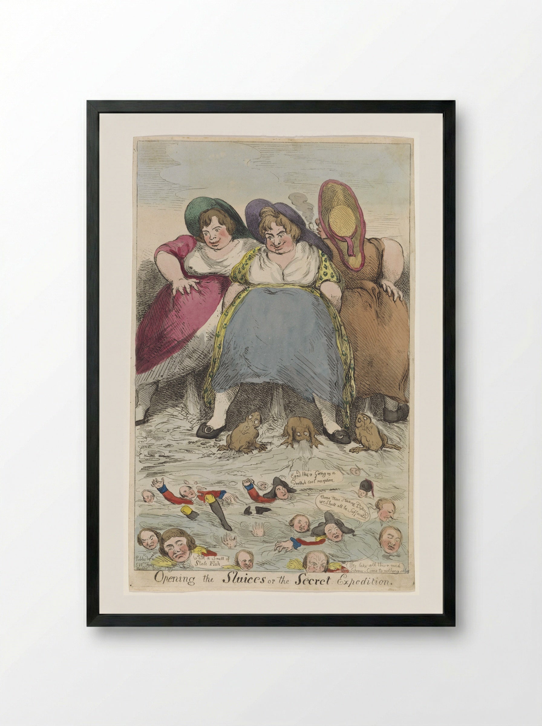 Opening the Sluices or the Secret Expedition - Fine Art Print - Framed Print Black