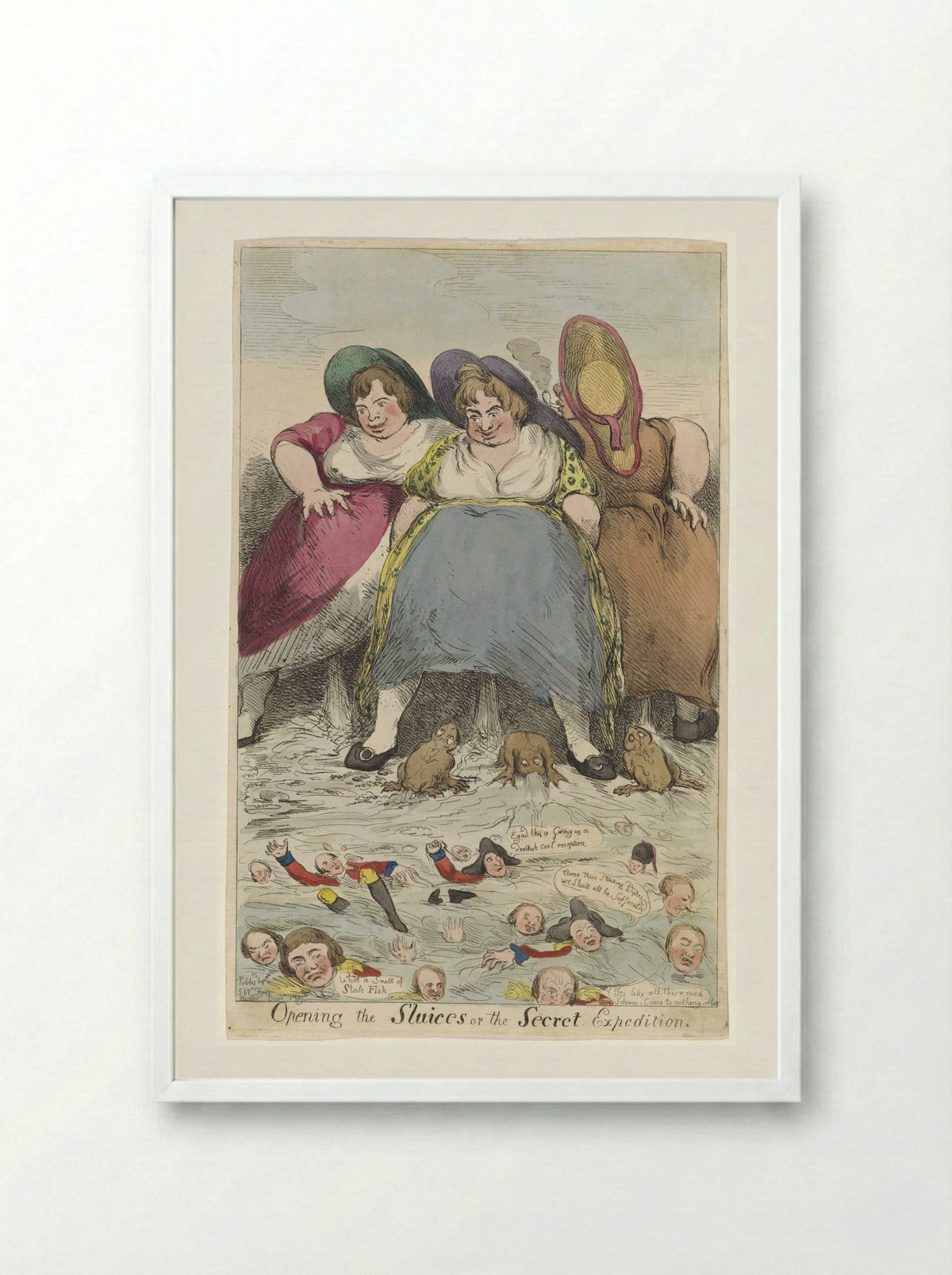 Opening the Sluices or the Secret Expedition - Fine Art Print - Framed Print White