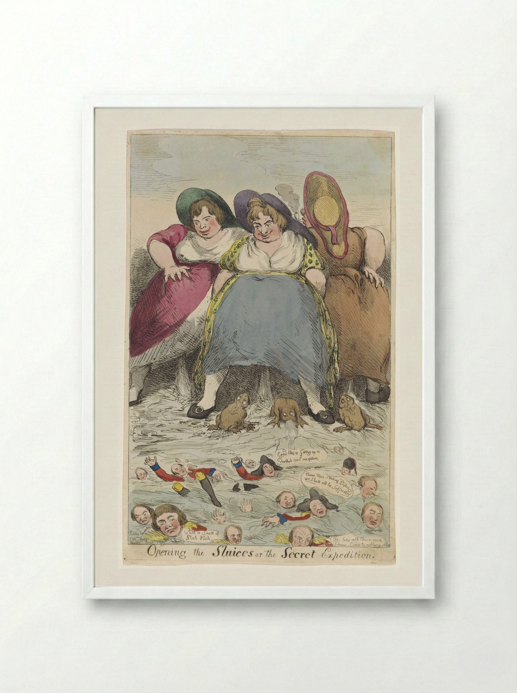 Opening the Sluices or the Secret Expedition - Fine Art Print - Framed Print White