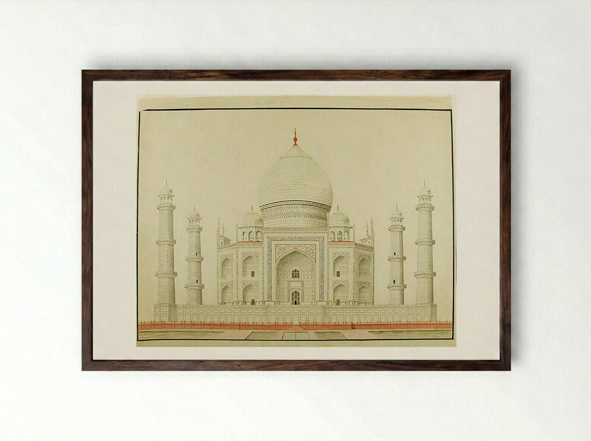 Taj Mahal, Agra - Fine Art Print - Framed Print Dark Wood