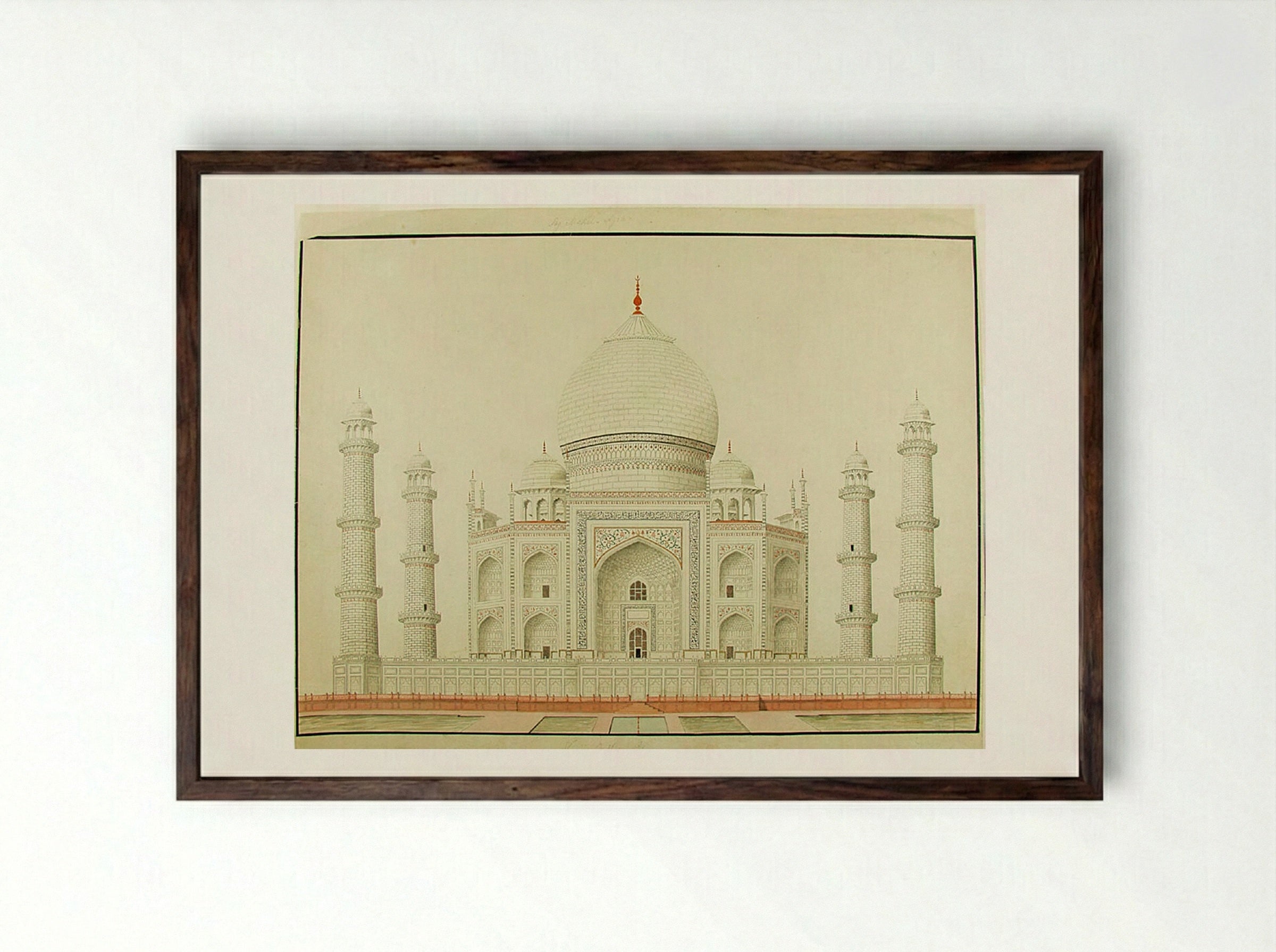 Taj Mahal, Agra - Fine Art Print - Framed Print Dark Wood